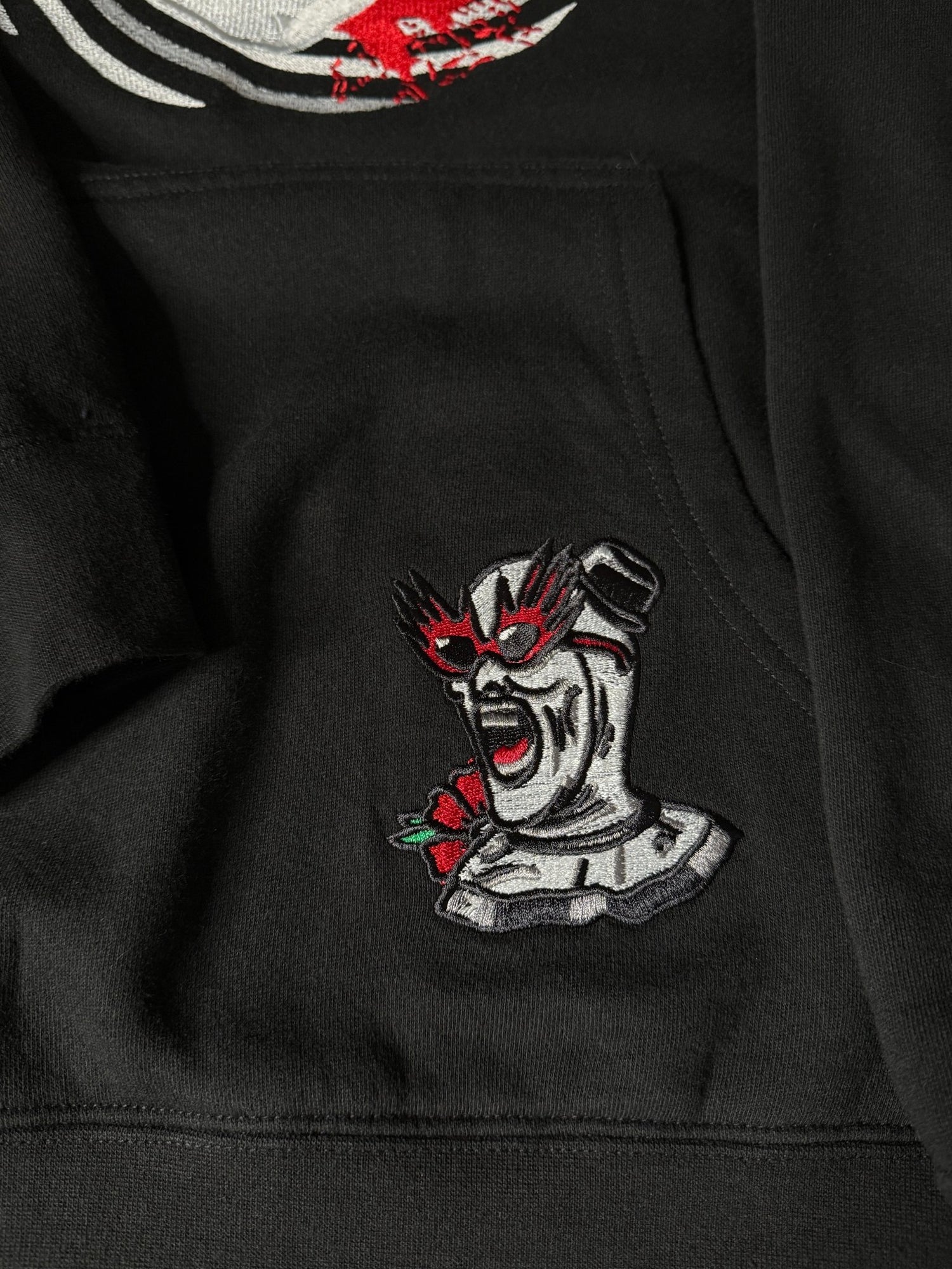 Terrifying Clown with Sunflower Sunglasses Embroidered Sweatshirt - DefiantThreads