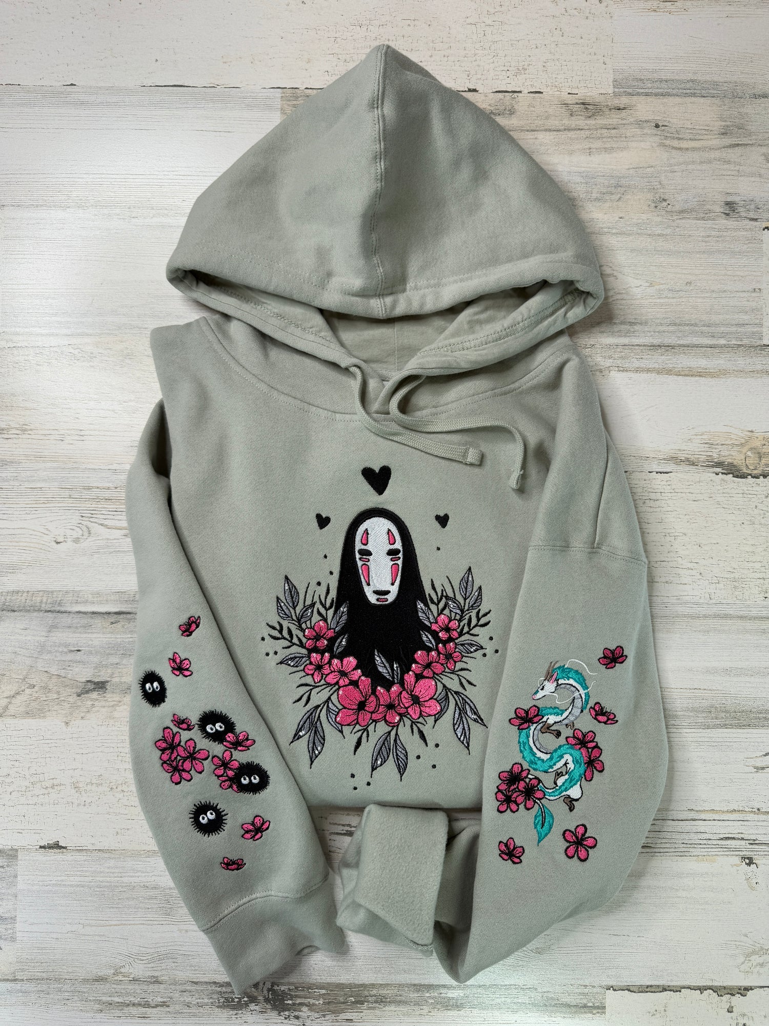 Floral Masked Spirit Embroidered Hooded Sweatshirt