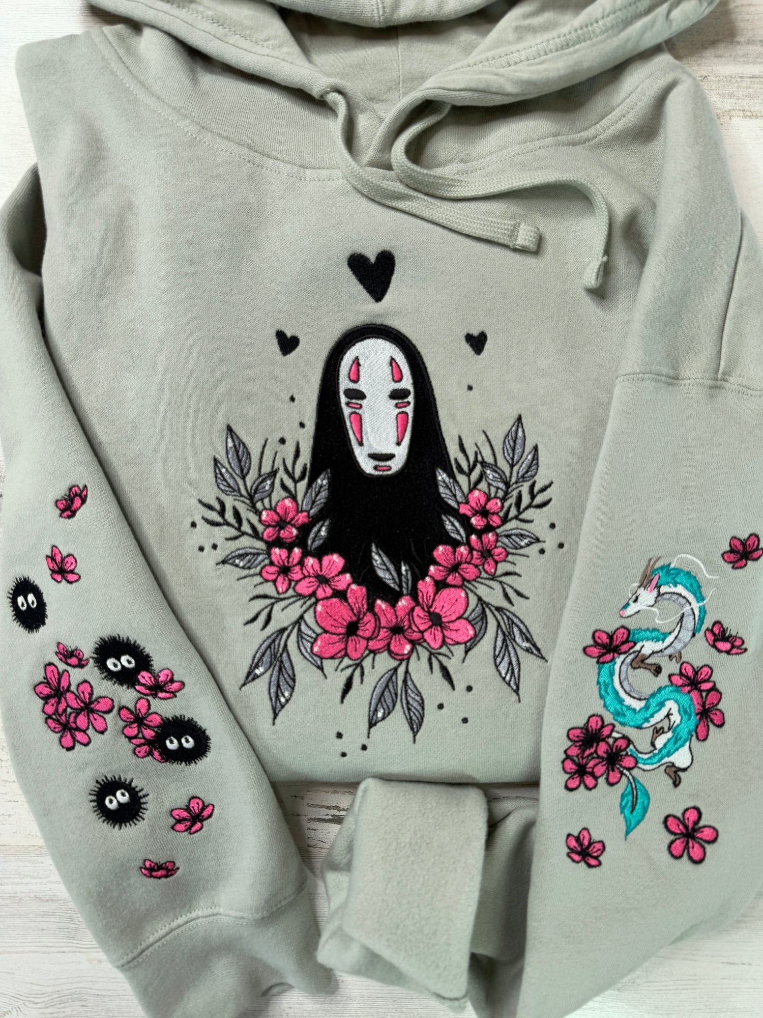 Floral Masked Spirit Embroidered Hooded Sweatshirt