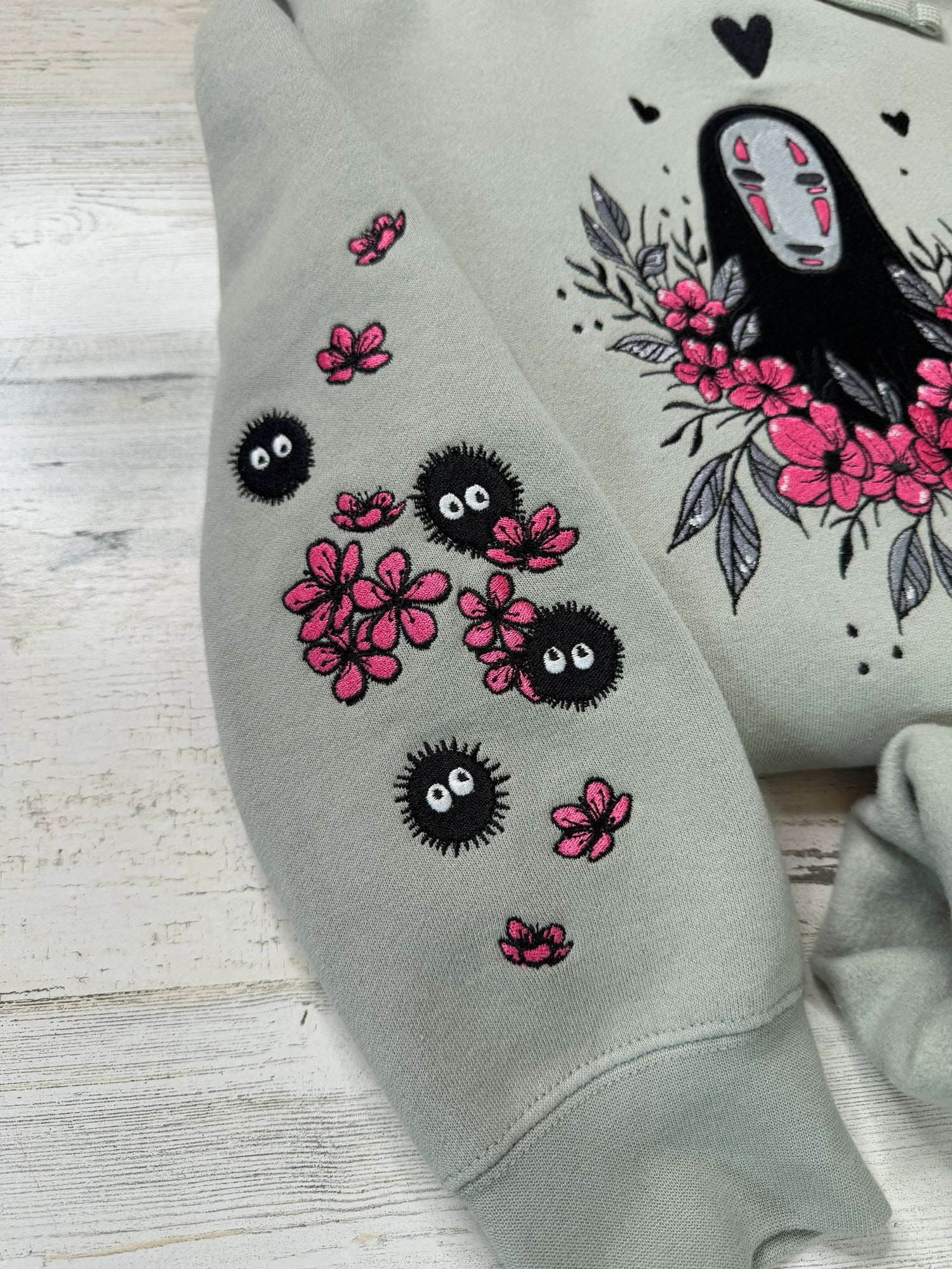 Floral Masked Spirit Embroidered Hooded Sweatshirt