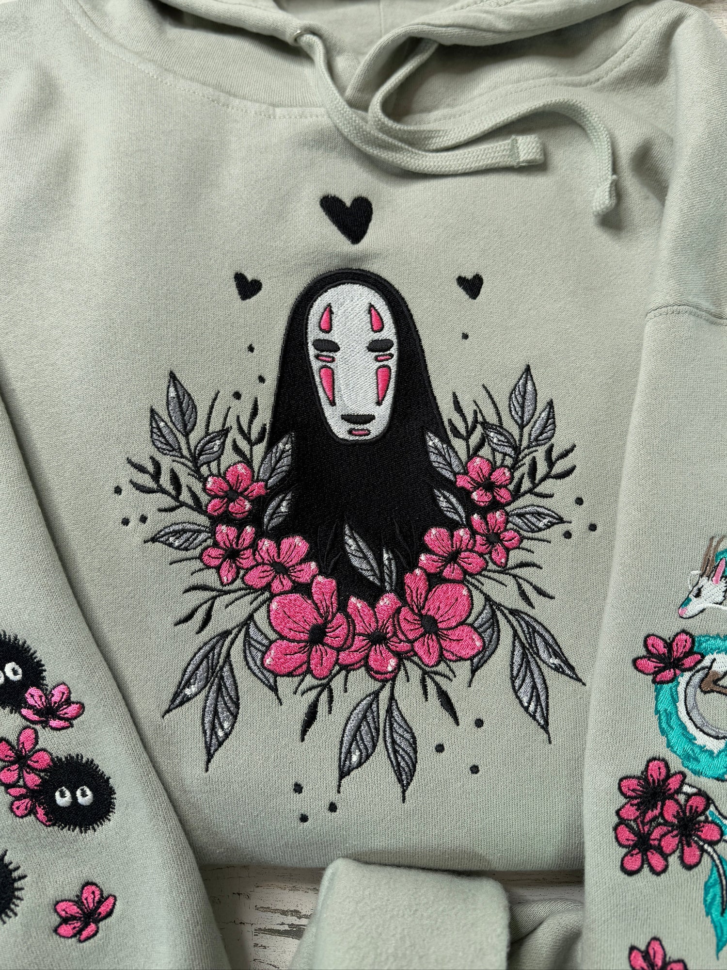 Floral Masked Spirit Embroidered Hooded Sweatshirt
