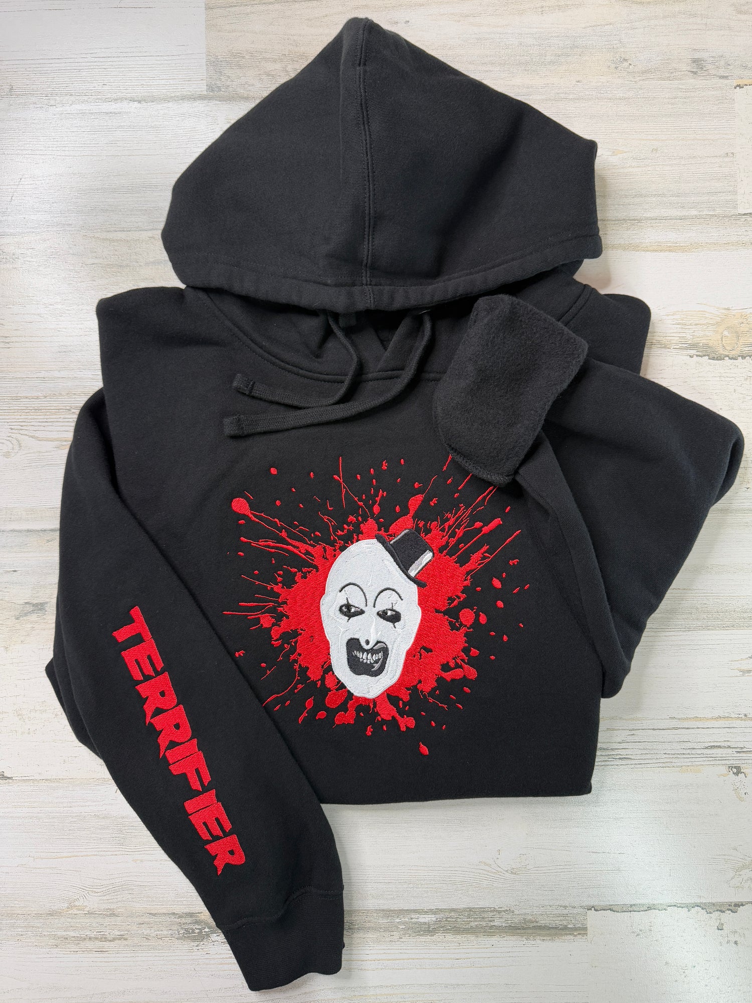 Terrifying Clown Embroidered Hooded Sweatshirt