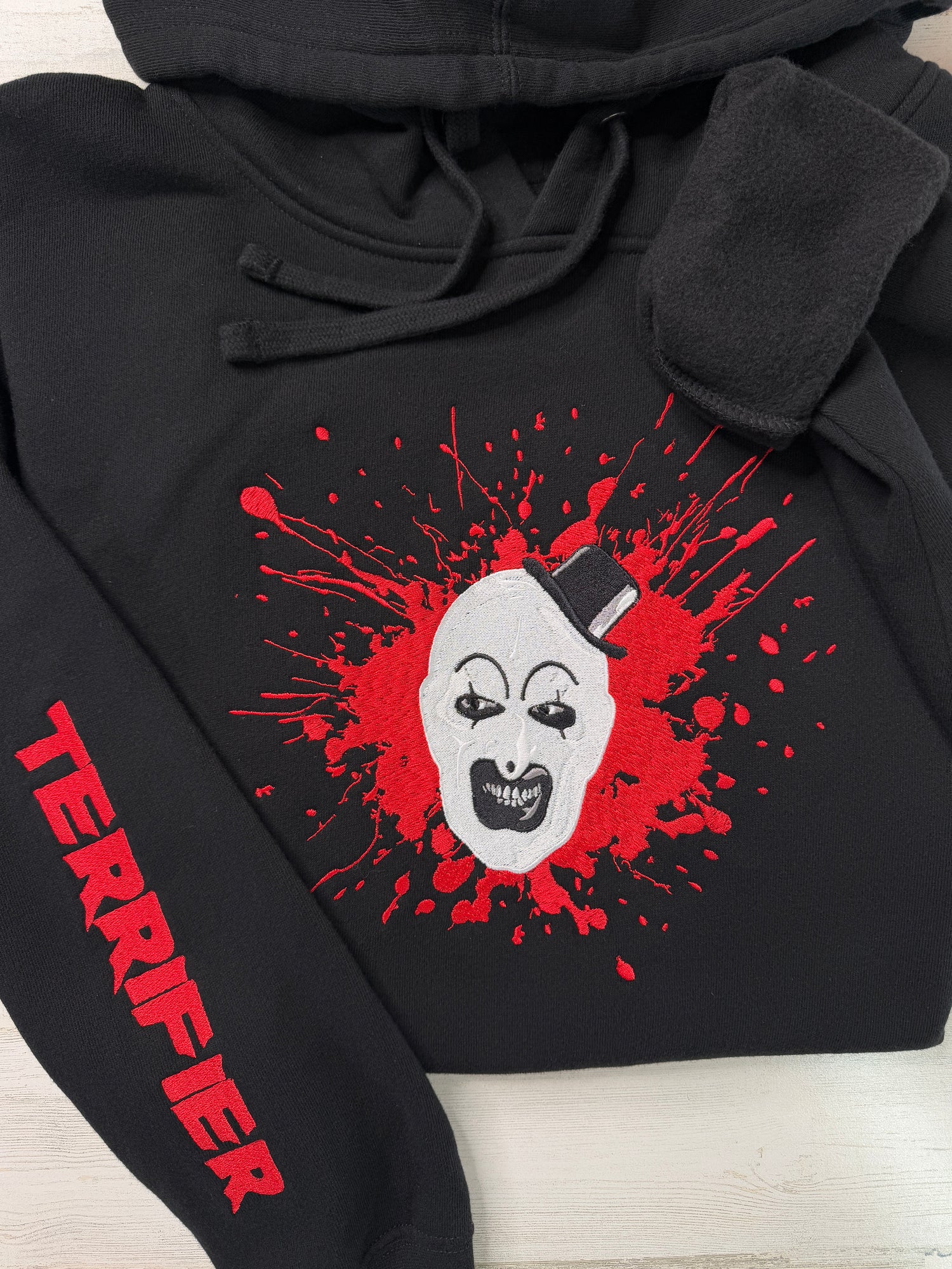 Terrifying Clown Embroidered Hooded Sweatshirt