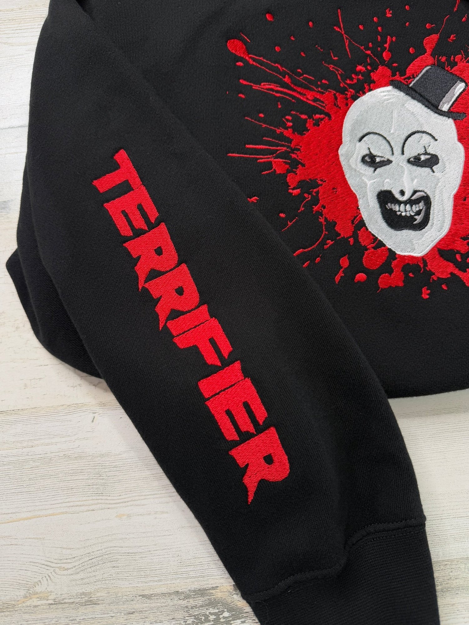 Terrifying Clown Embroidered Hooded Sweatshirt - DefiantThreads