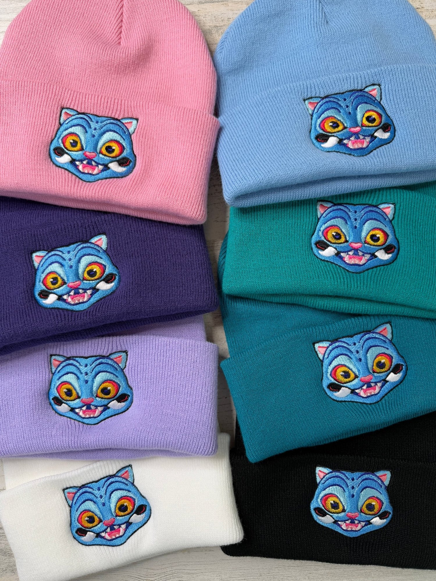 Blue Tiger Embroidered Beanie - DefiantThreads
