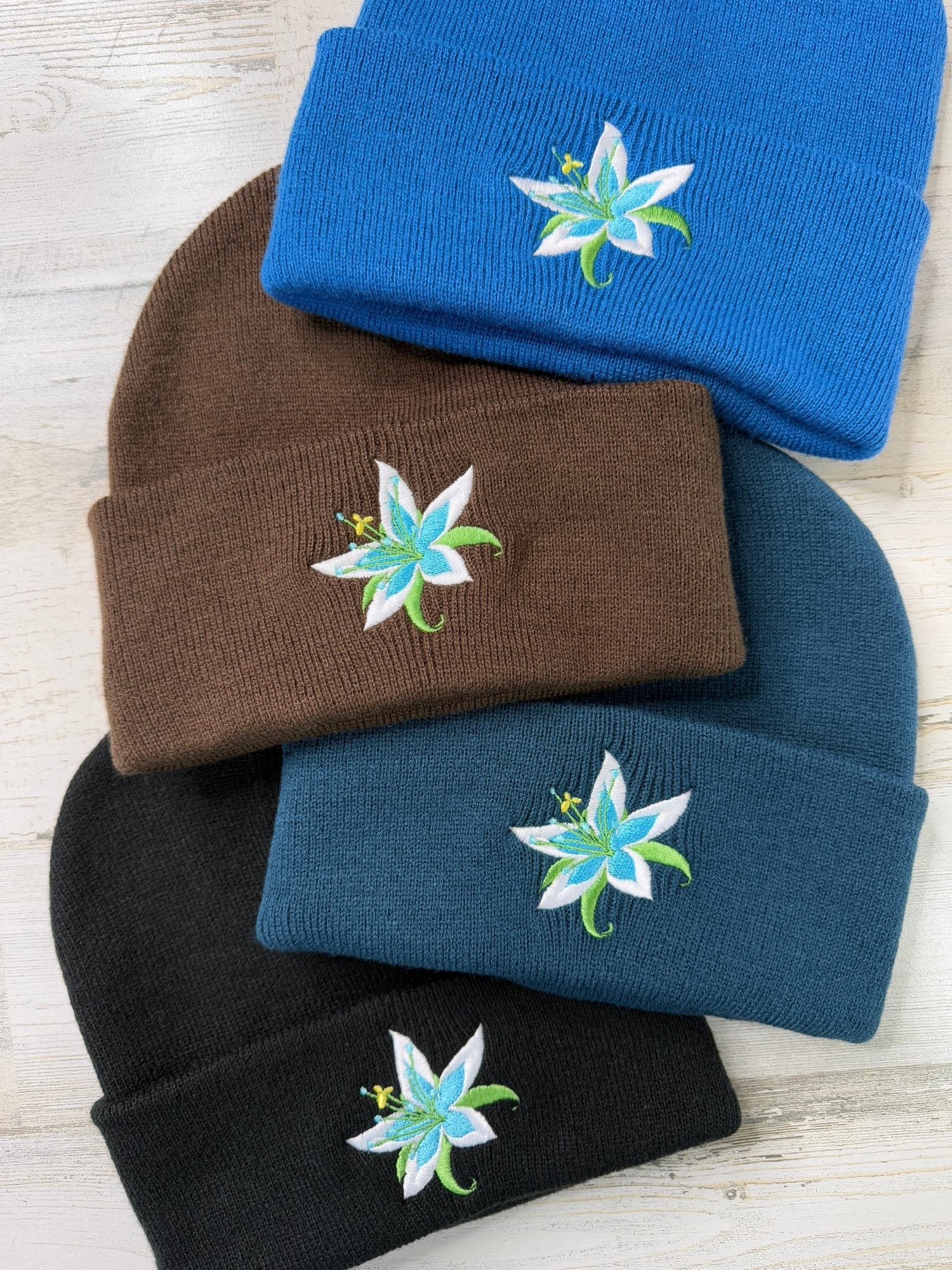 Silent Princess Flower Embroidered Beanie - DefiantThreads