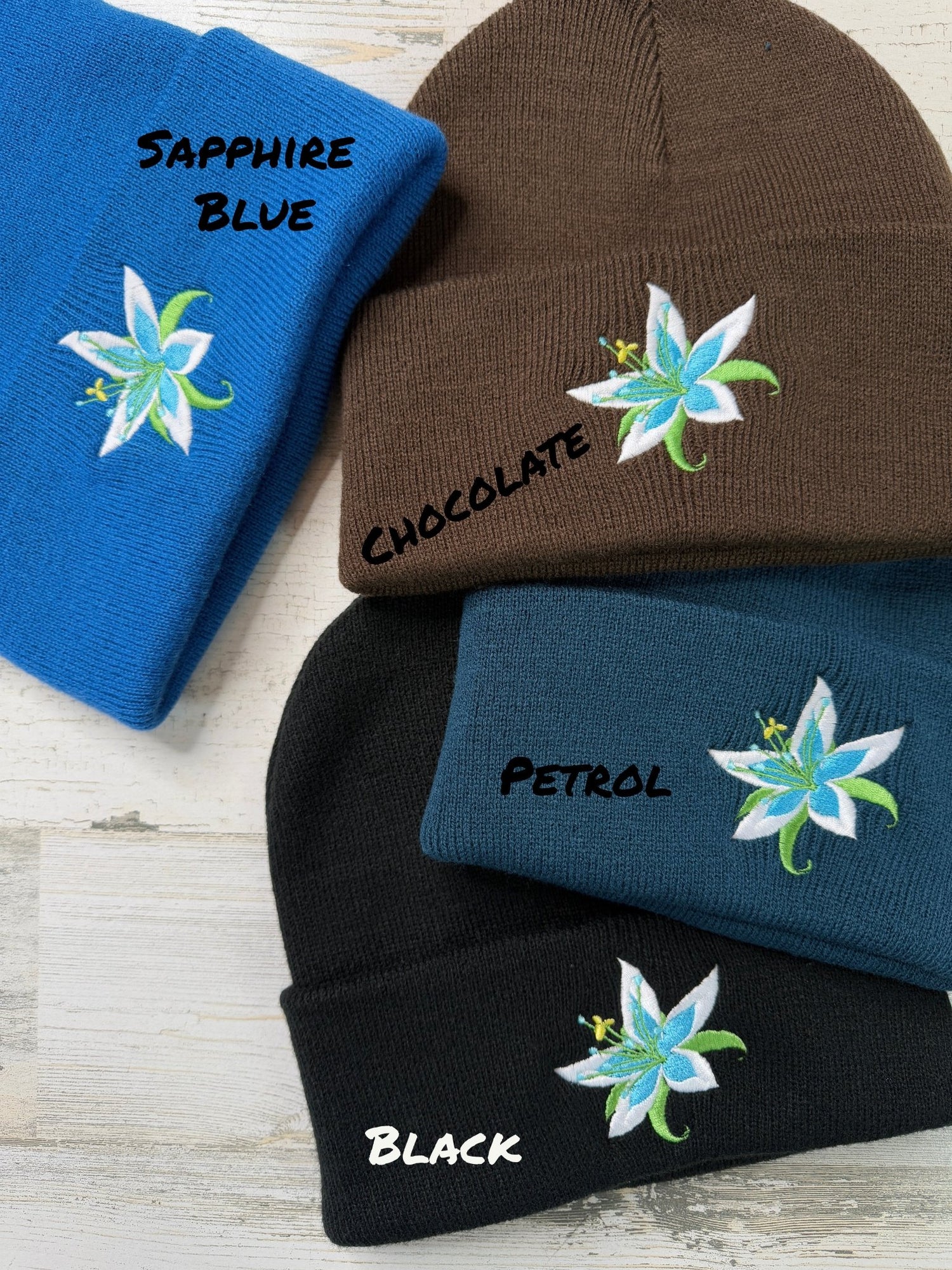 Silent Princess Flower Embroidered Beanie - DefiantThreads