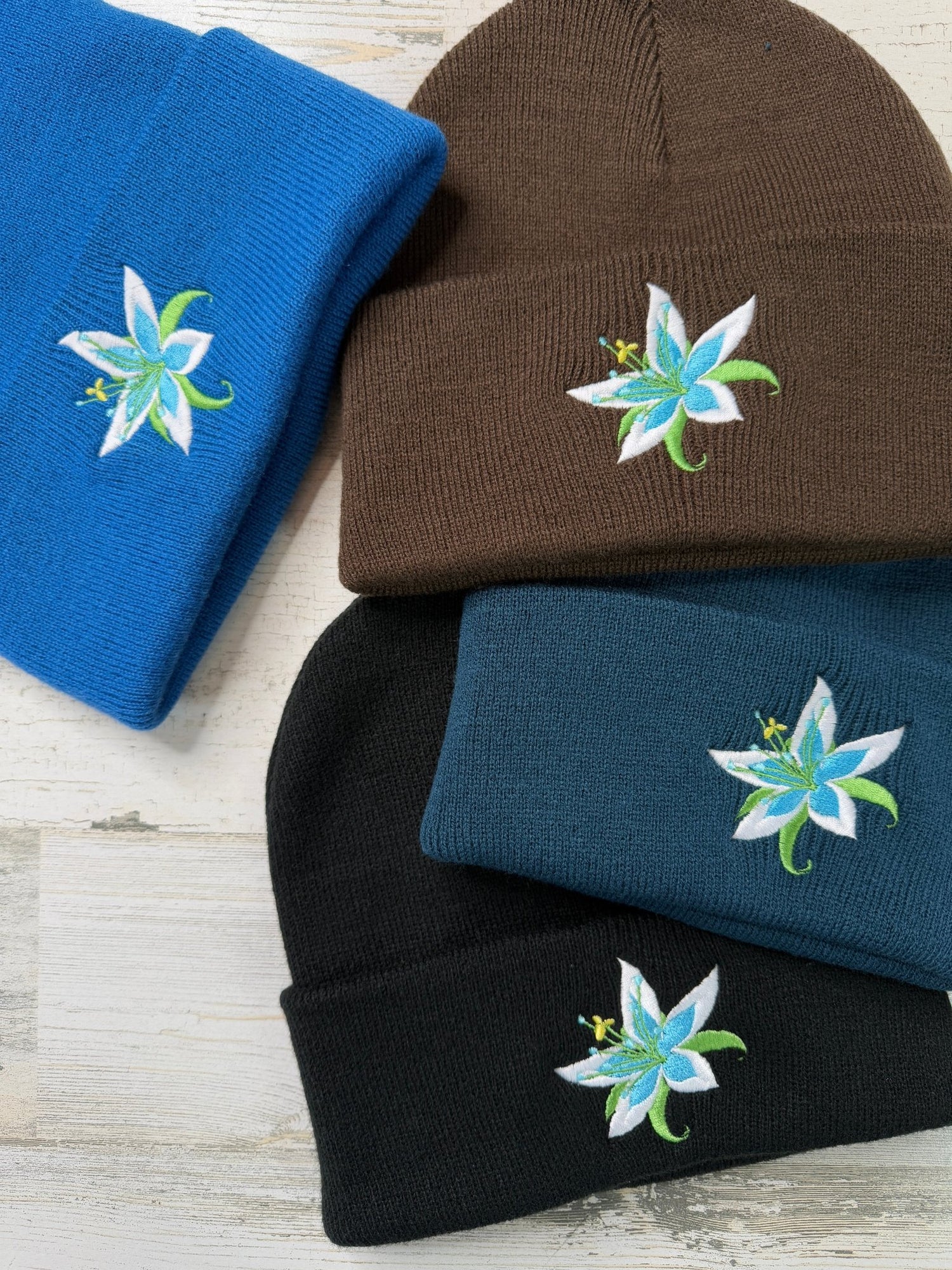 Silent Princess Flower Embroidered Beanie - DefiantThreads