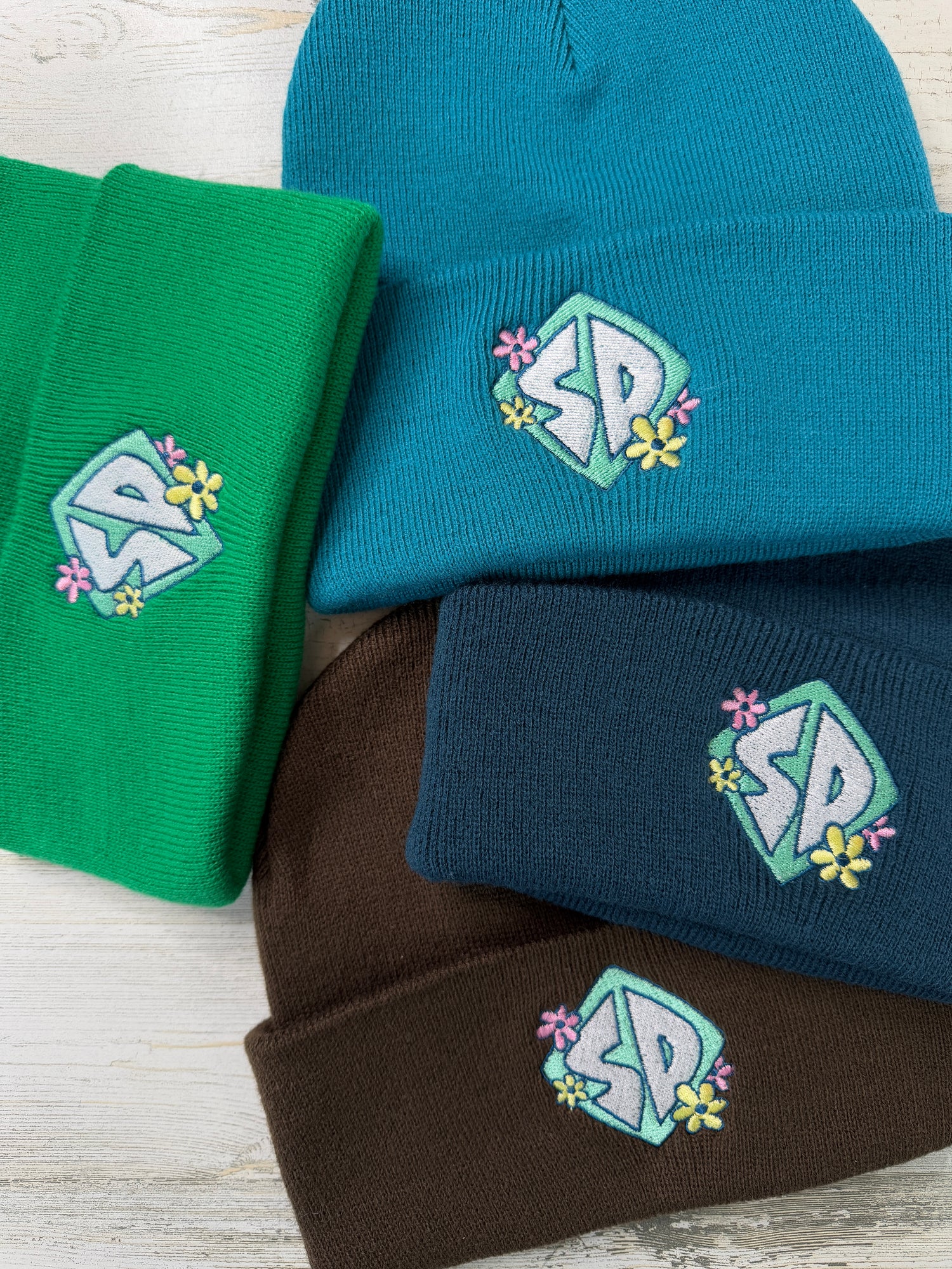 Floral SD Dog Tag Beanie