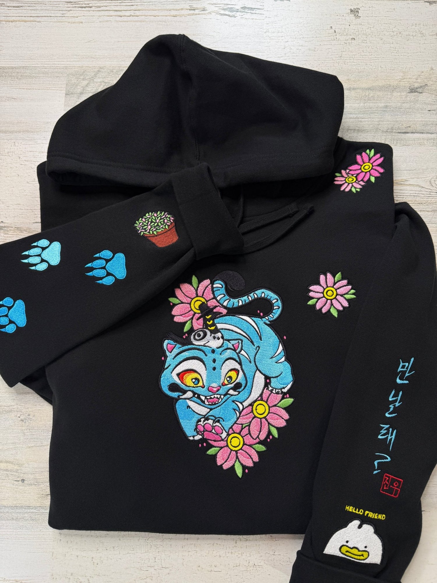 Blue Tiger Floral Embroidered Sweatshirt - DefiantThreads