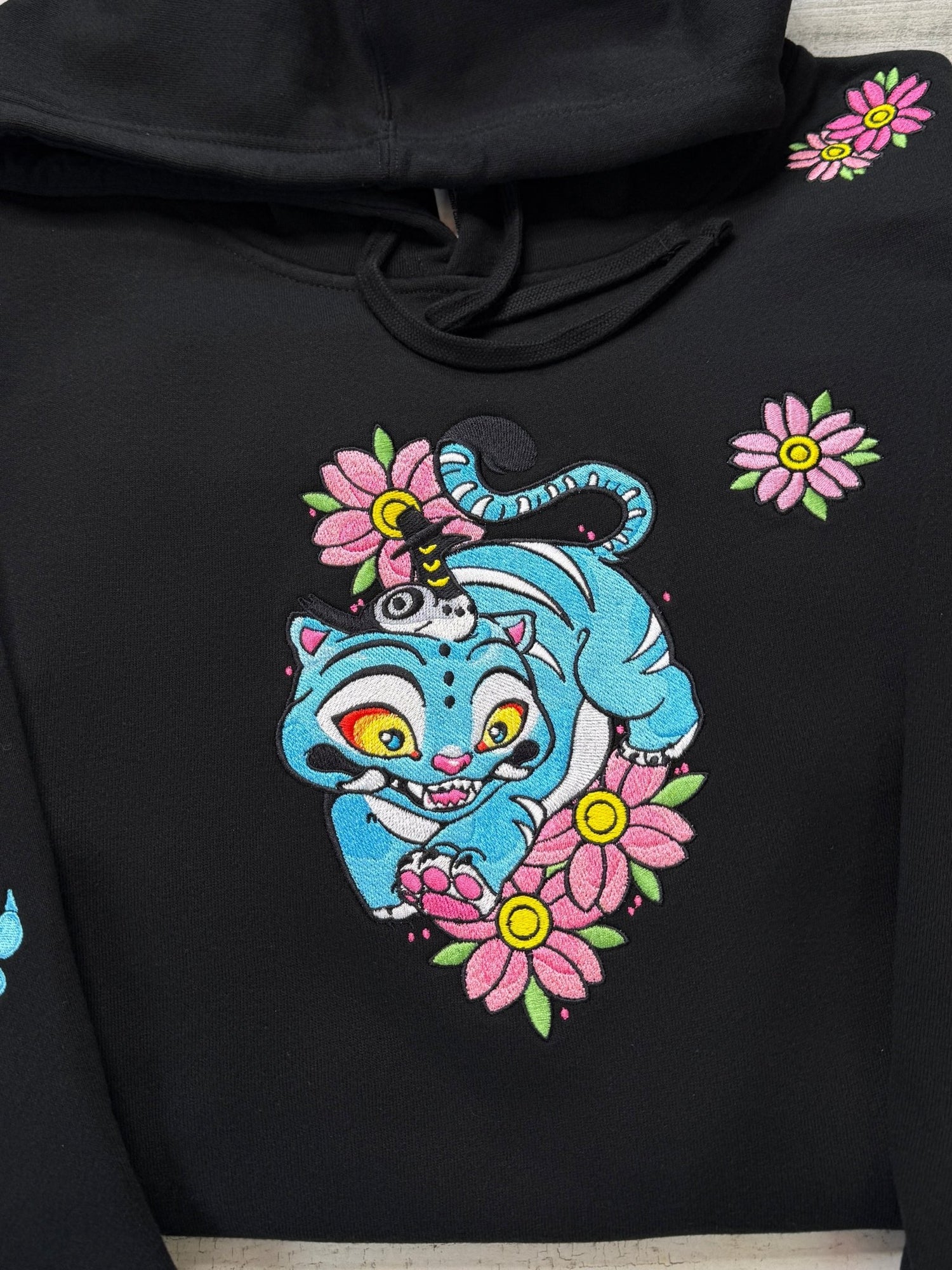 Blue Tiger Floral Embroidered Sweatshirt - DefiantThreads