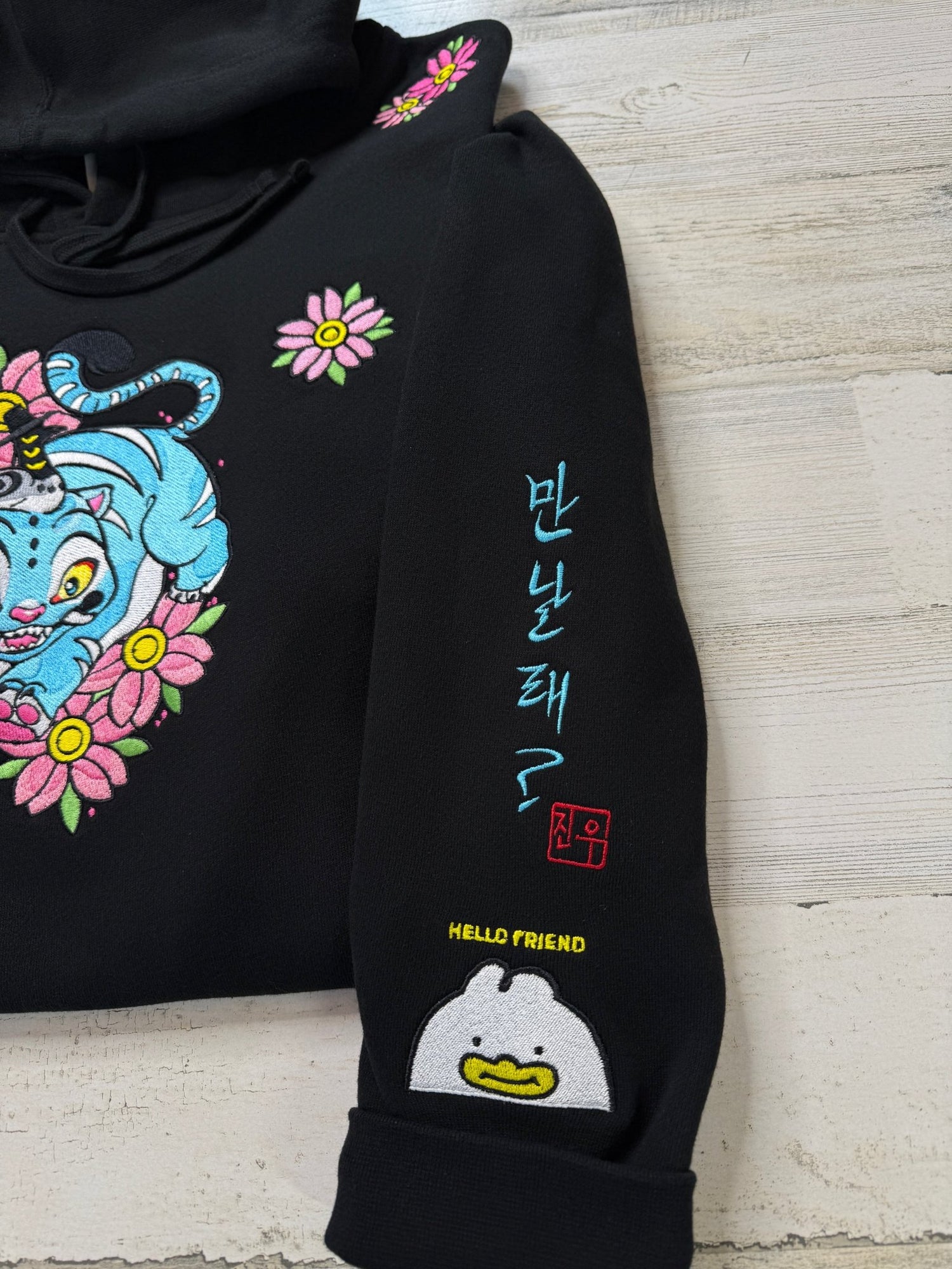 Blue Tiger Floral Embroidered Sweatshirt - DefiantThreads