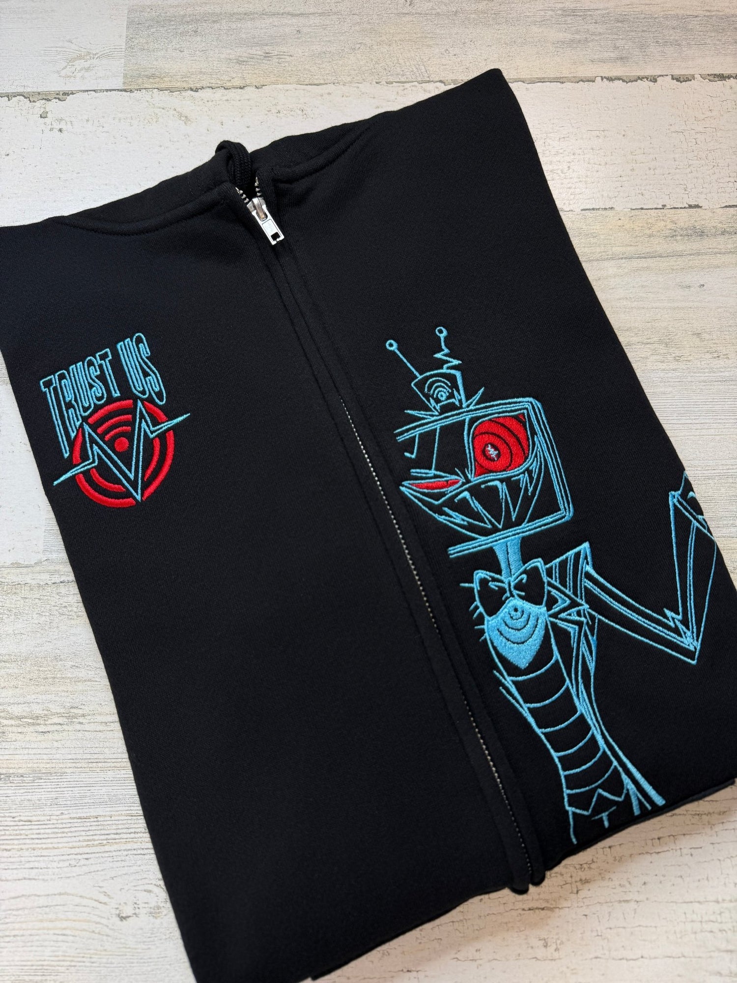 Trust Us Embroidered Full - Zip Sweatshirt - DefiantThreads