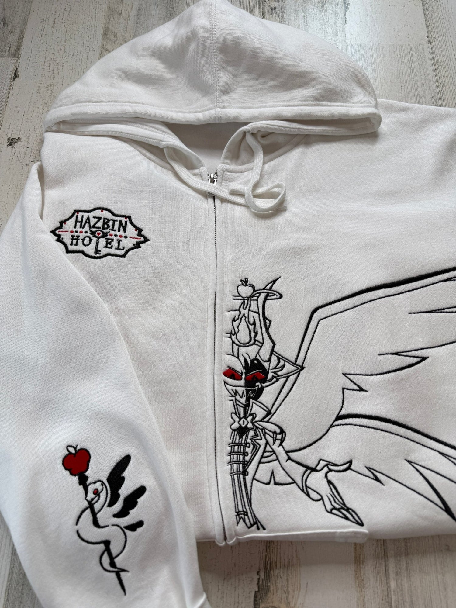 Lucifer Embroidered Full-Zip Sweatshirt - DefiantThreads