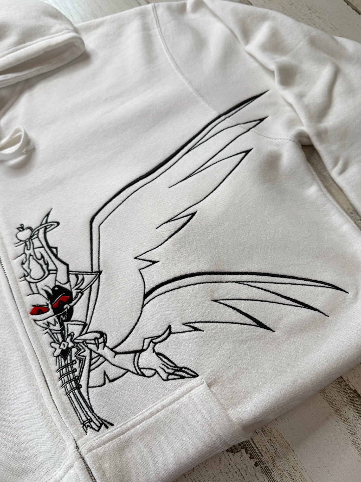 Lucifer Embroidered Full-Zip Sweatshirt - DefiantThreads