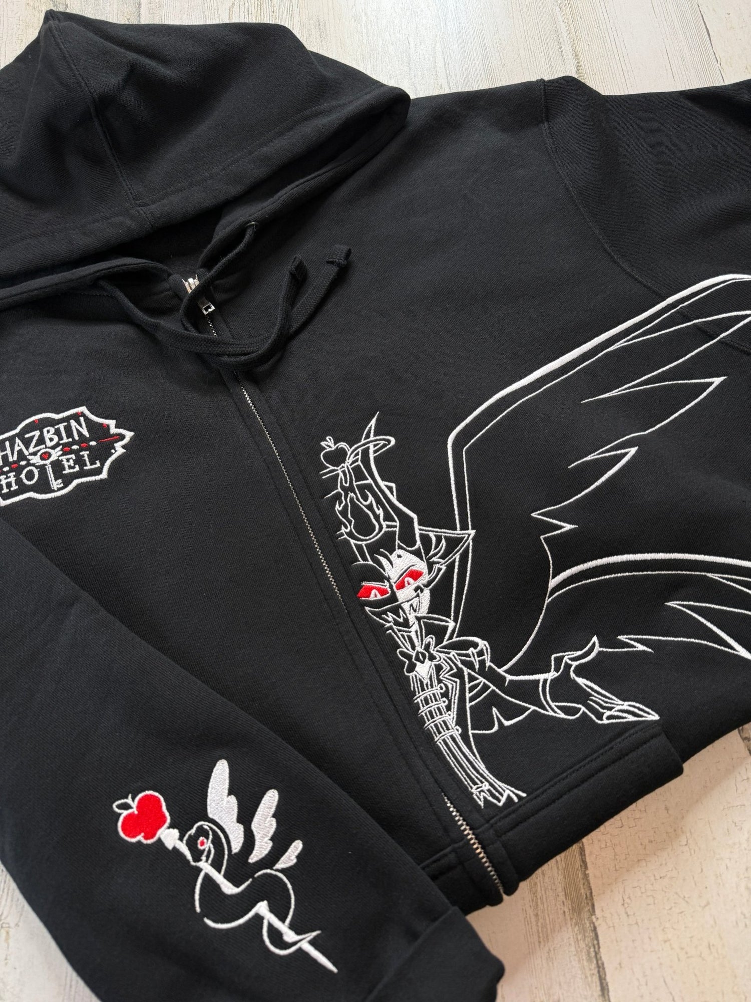 Lucifer Embroidered Full-Zip Sweatshirt - DefiantThreads