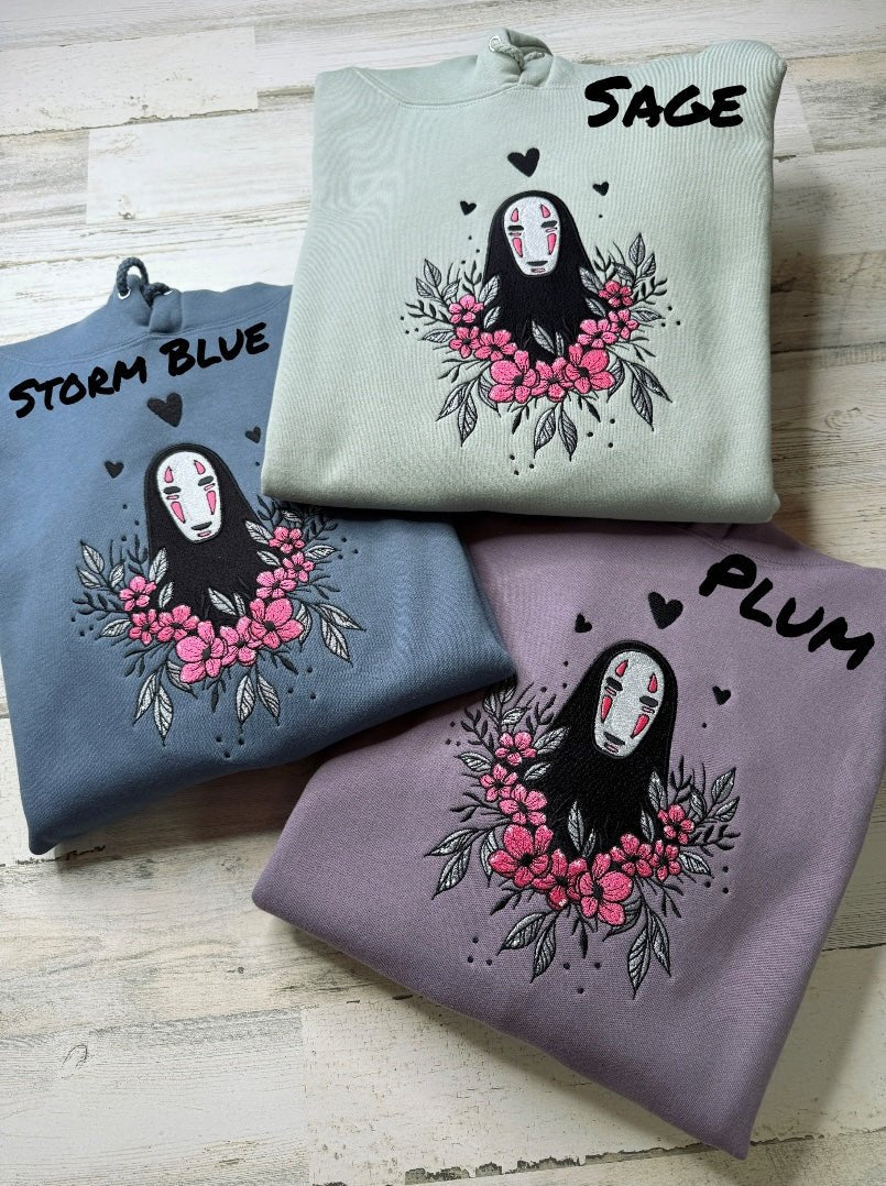 Floral Masked Spirit Embroidered Hooded Sweatshirt - DefiantThreads