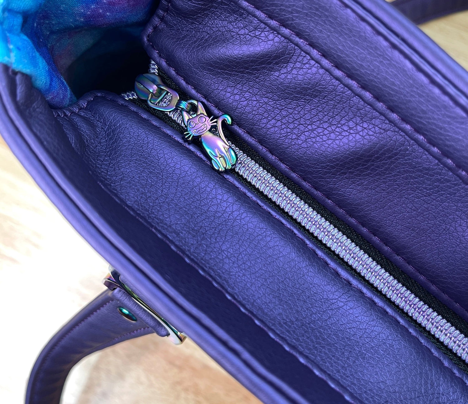 Purple Floral Black Cat Inspired Handbag - DefiantThreads