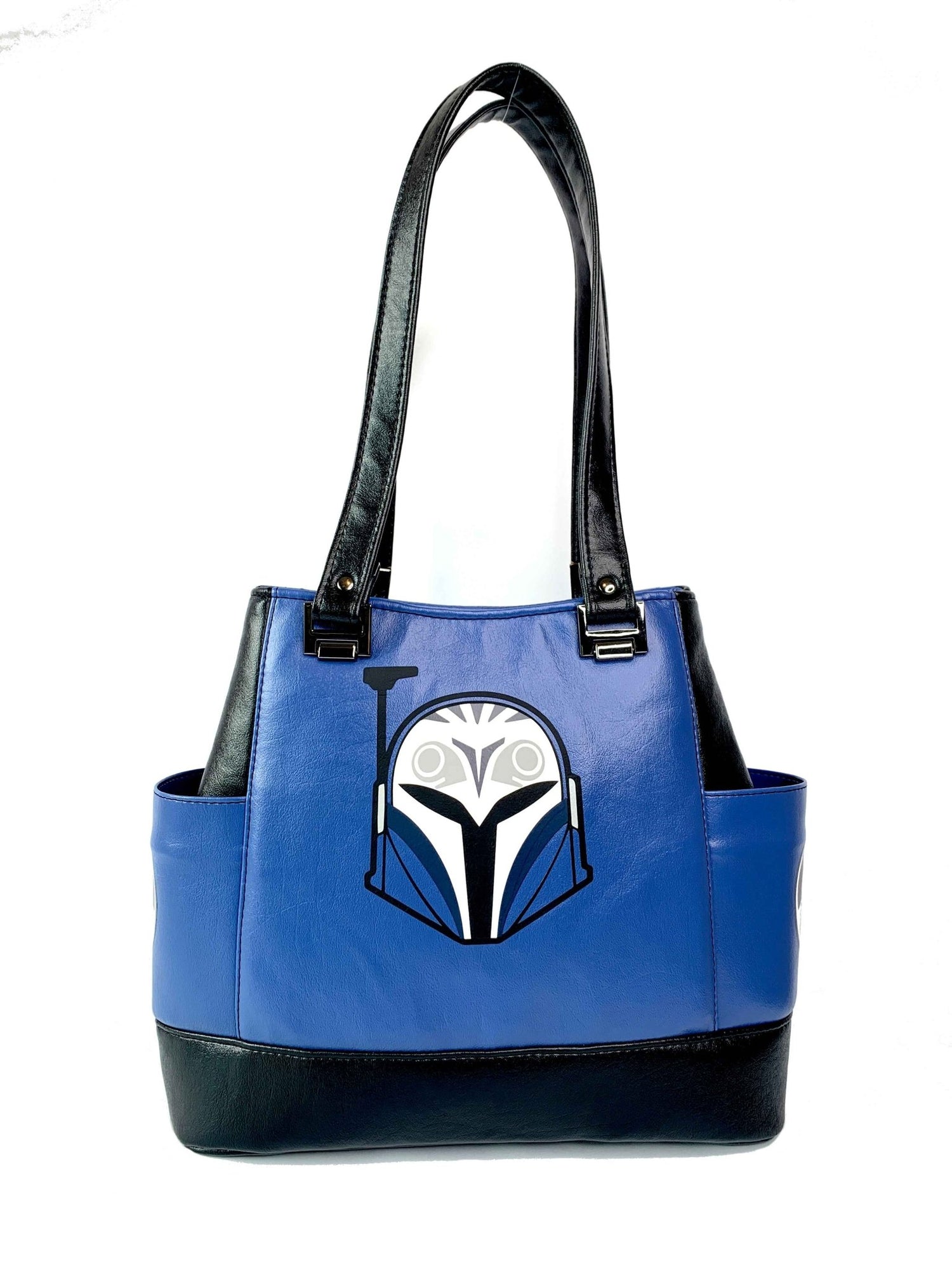 Black and Blue Bo Helmet Design Handbag - DefiantThreads