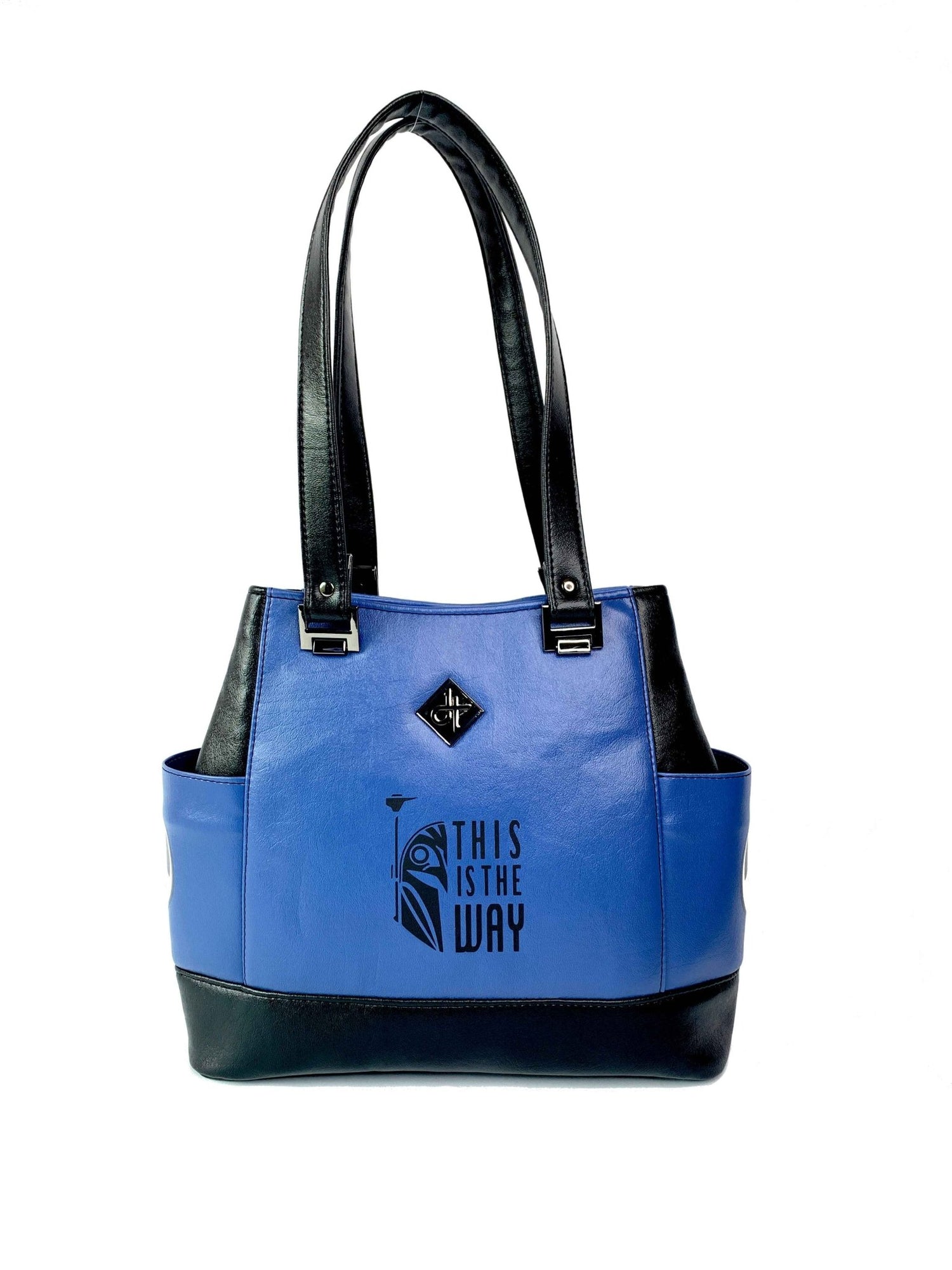 Black and Blue Bo Helmet Design Handbag - DefiantThreads