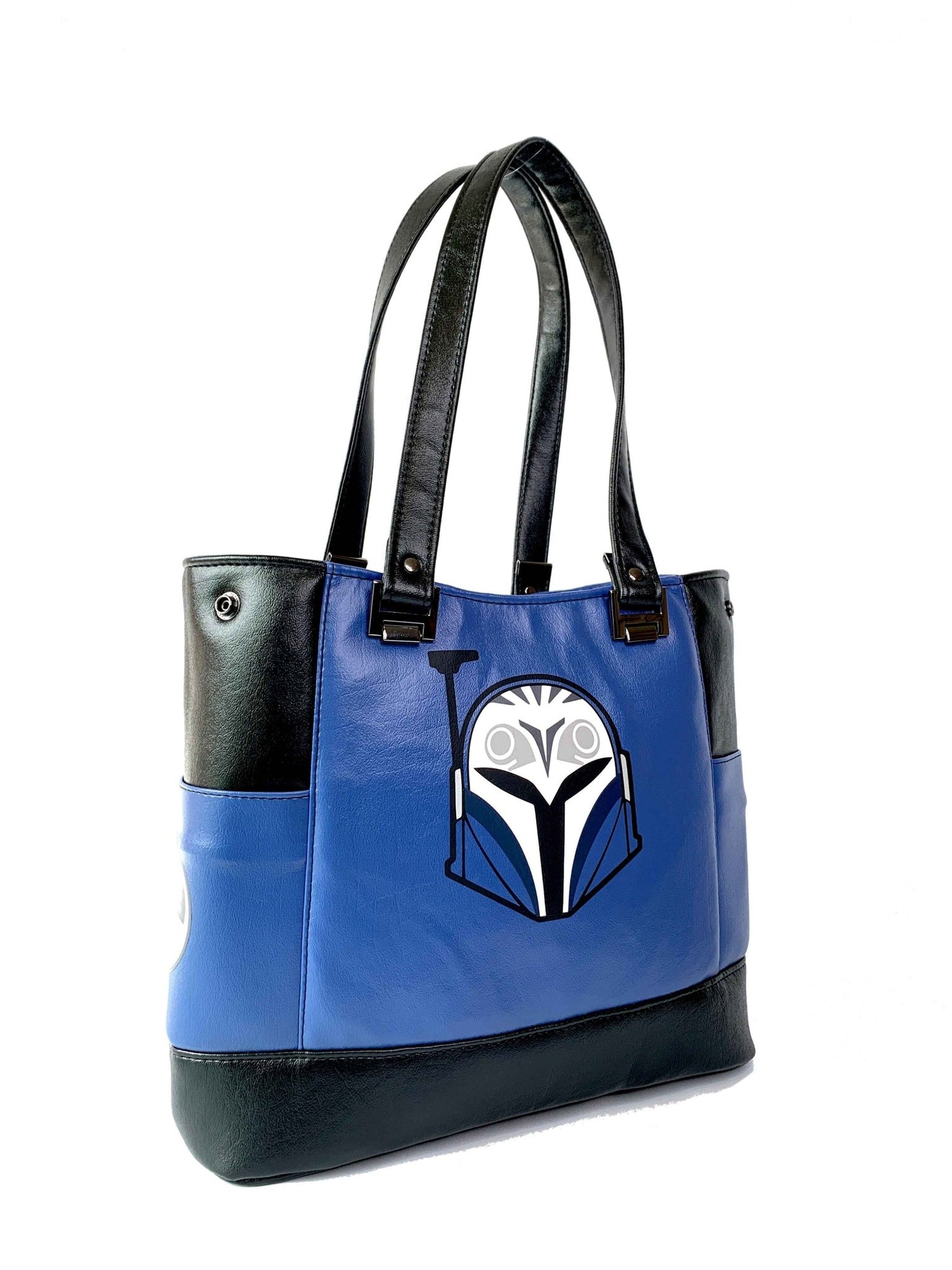 Black and Blue Bo Helmet Design Handbag - DefiantThreads