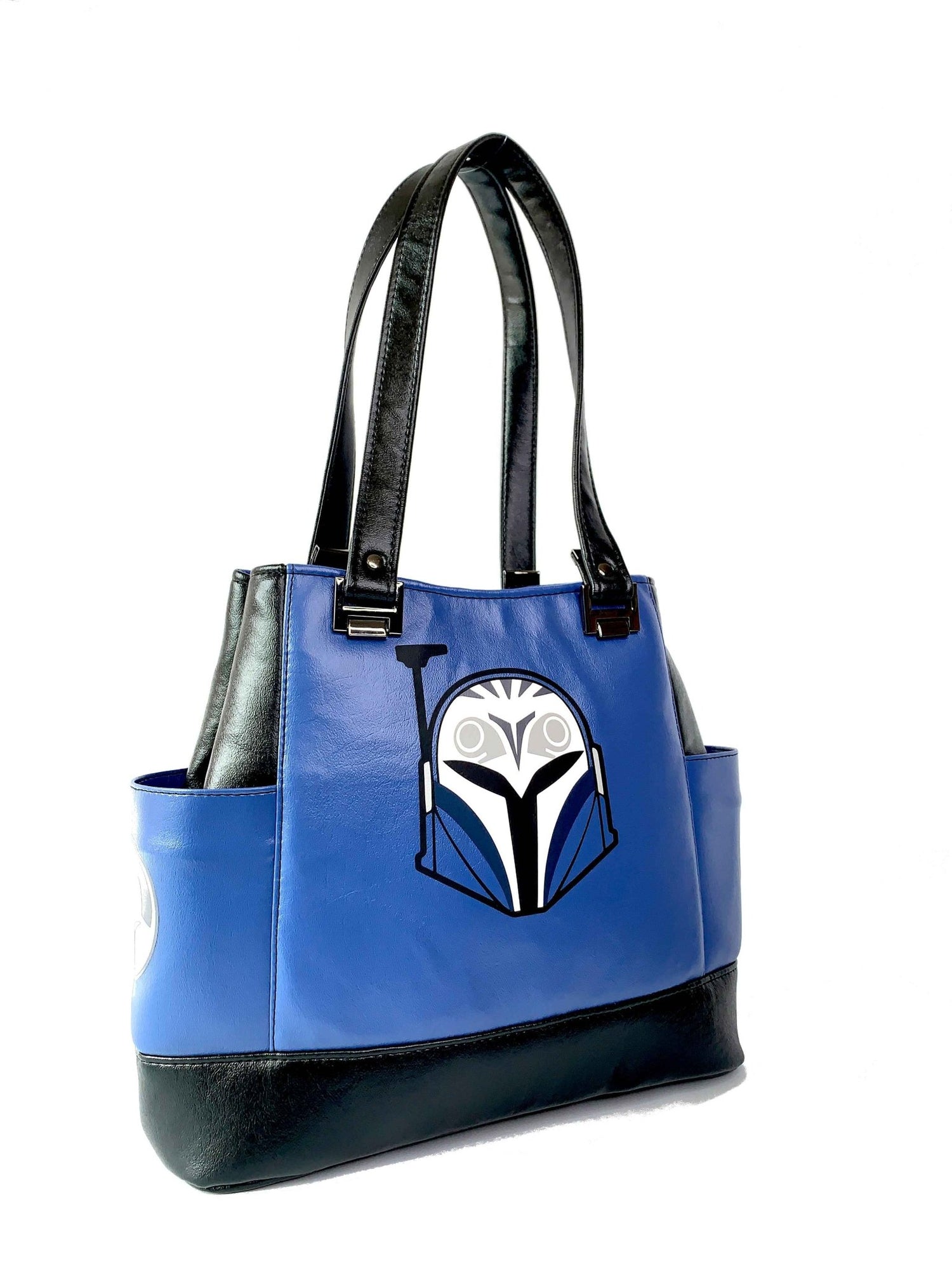 Black and Blue Bo Helmet Design Handbag - DefiantThreads