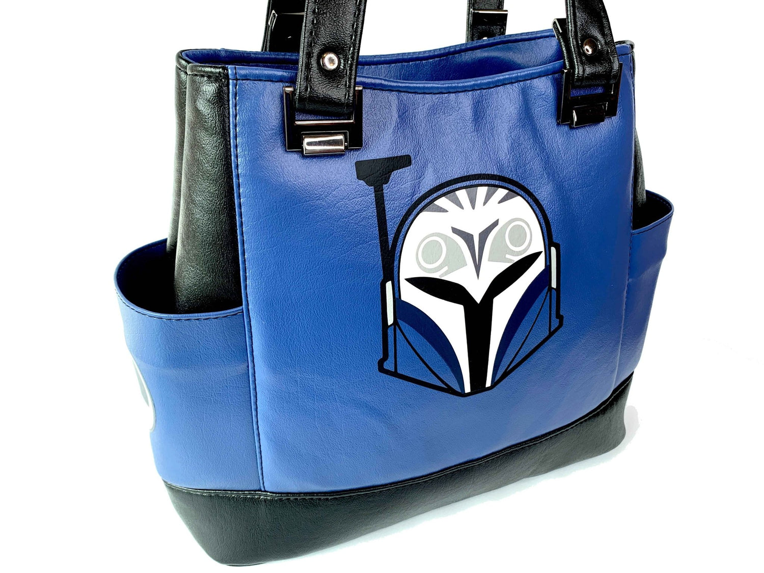 Black and Blue Bo Helmet Design Handbag - DefiantThreads