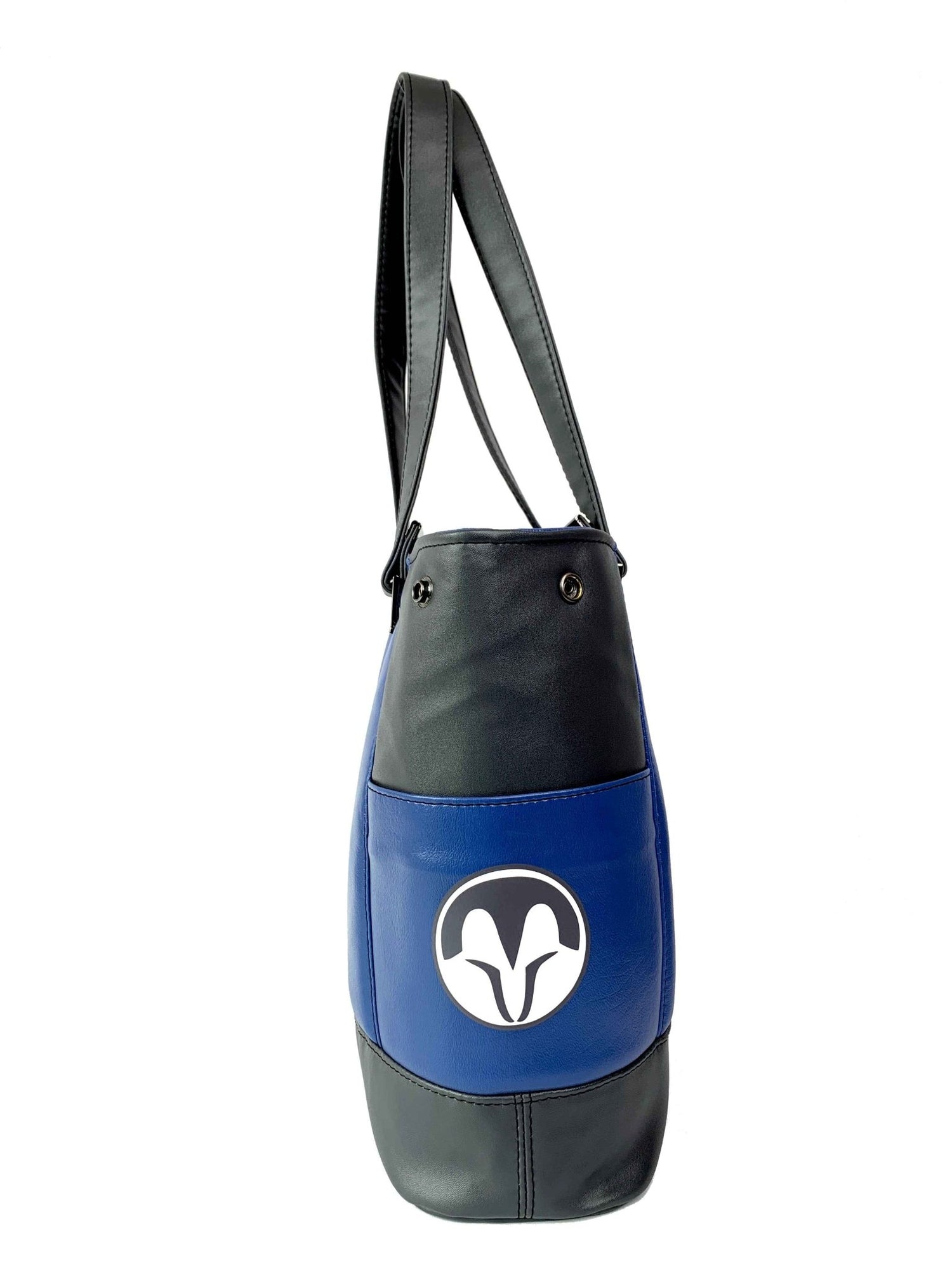 Gray and Blue Bo Helmet Design Handbag - DefiantThreads