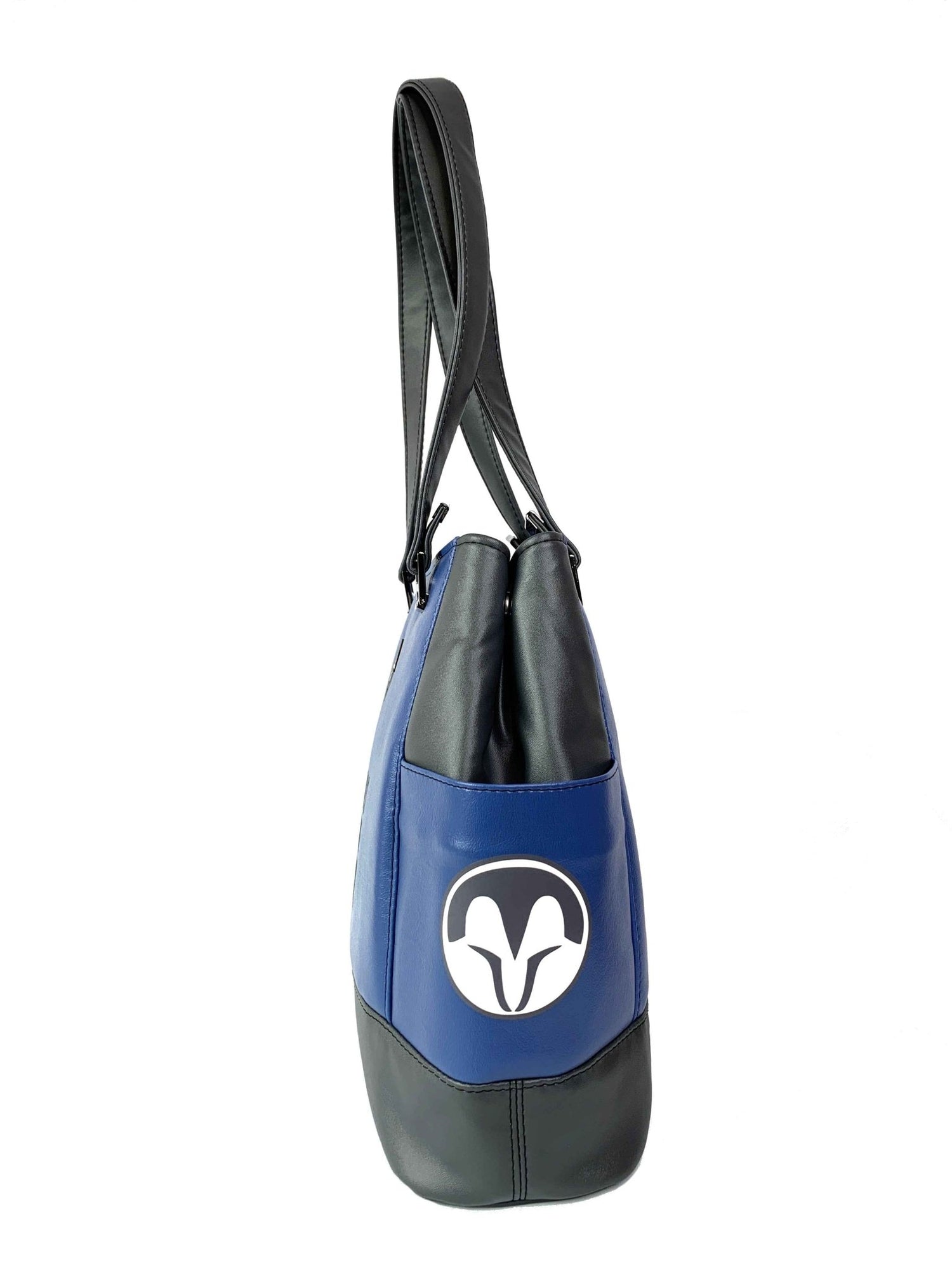 Gray and Blue Bo Helmet Design Handbag - DefiantThreads