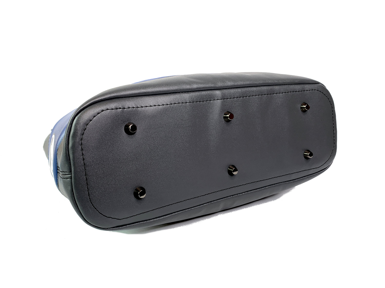 Gray and Blue Bo Helmet Design Handbag