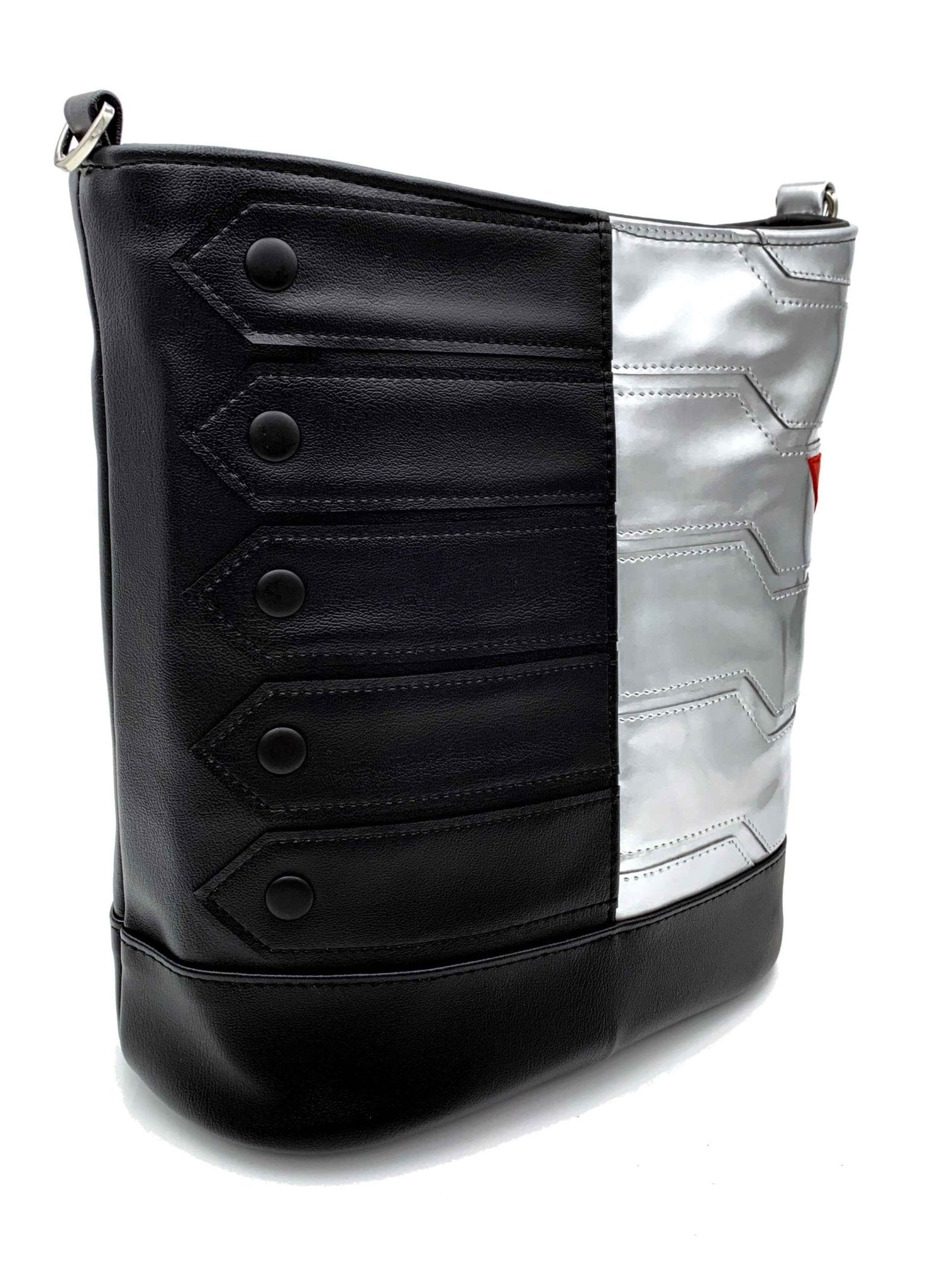 Black and Patent Silver Bucky Bucket Bag - DefiantThreads