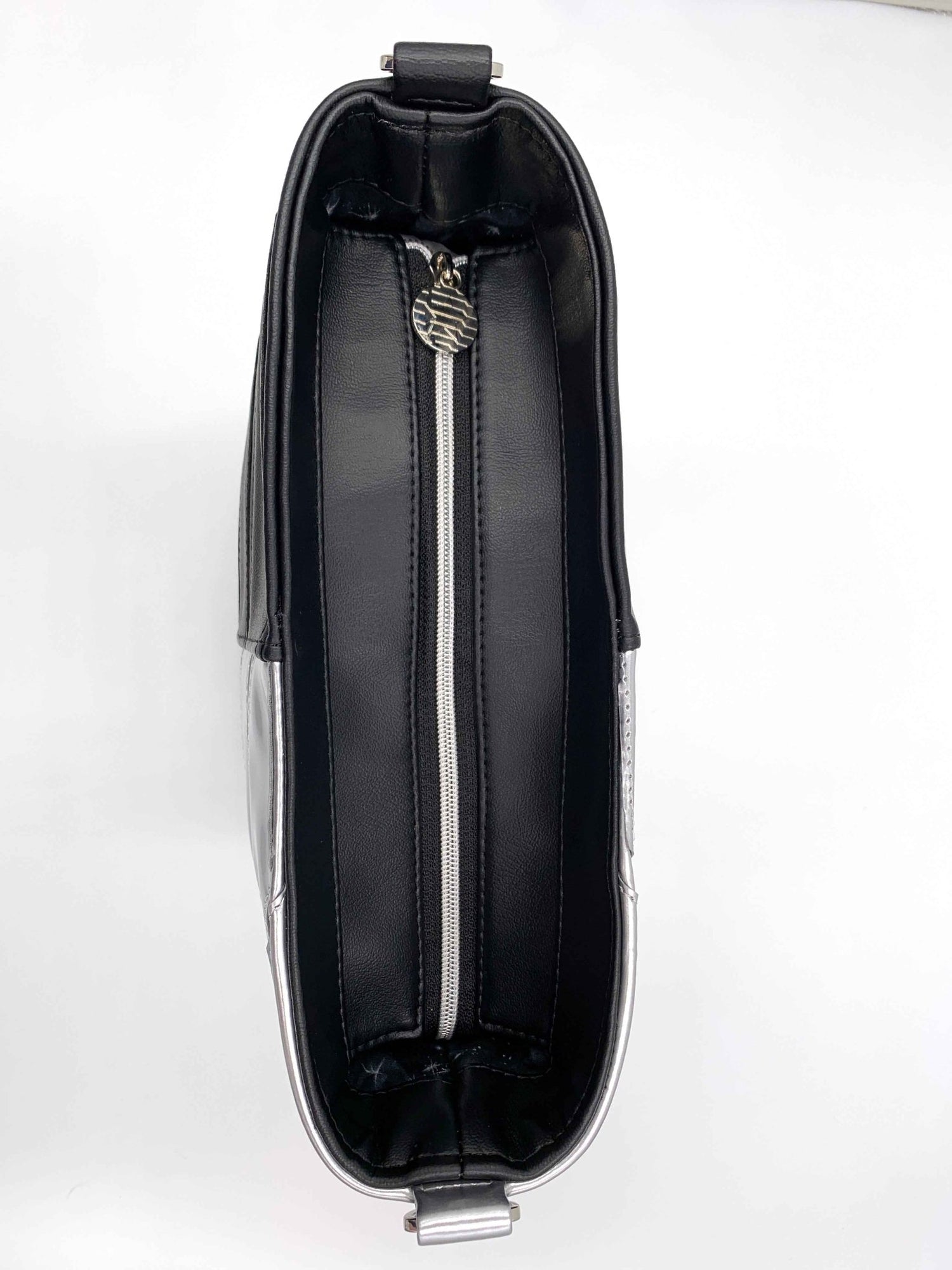Black and Patent Silver Bucky Bucket Bag - DefiantThreads