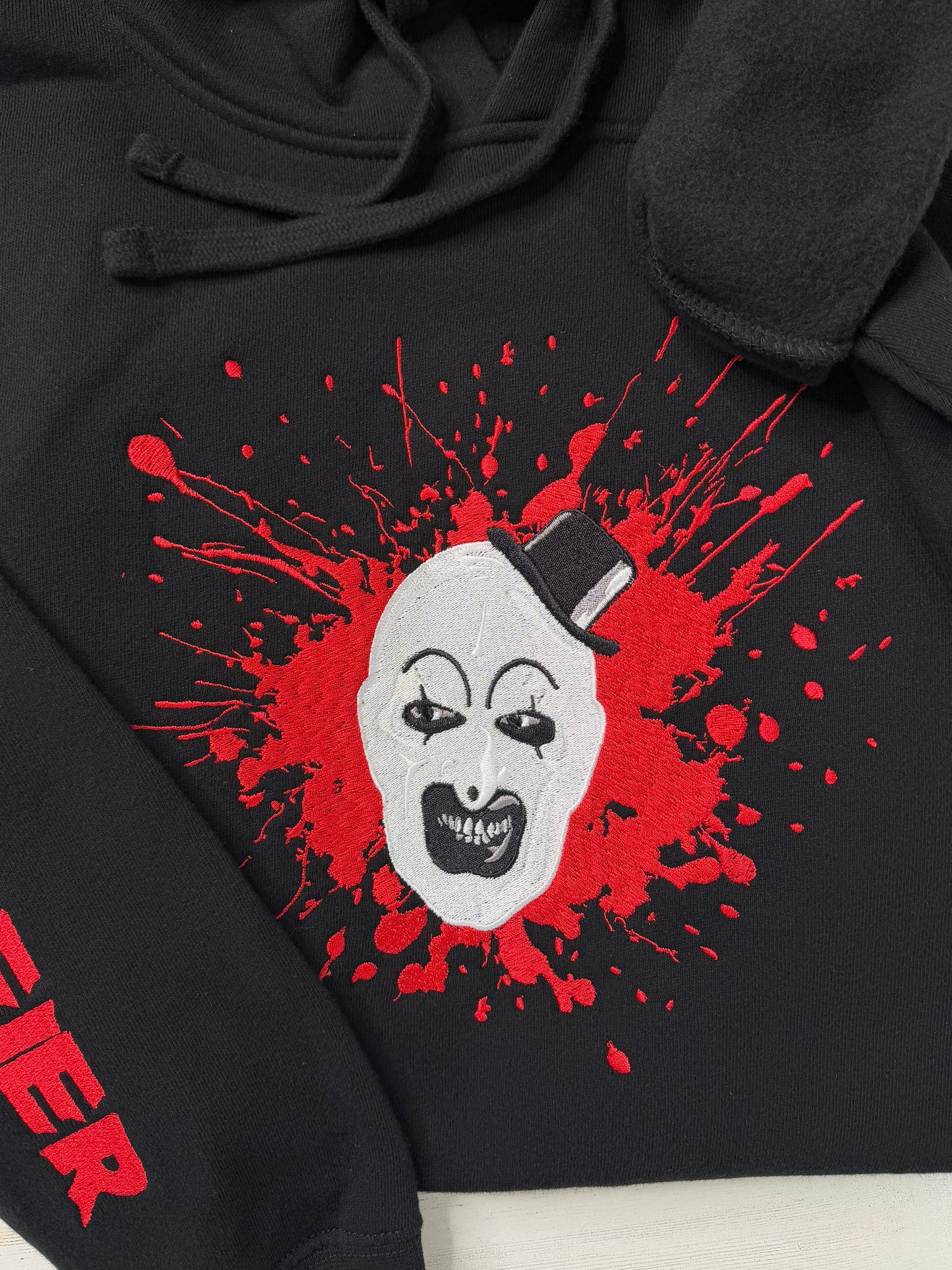Terrifying Clown Embroidered Hooded Sweatshirt