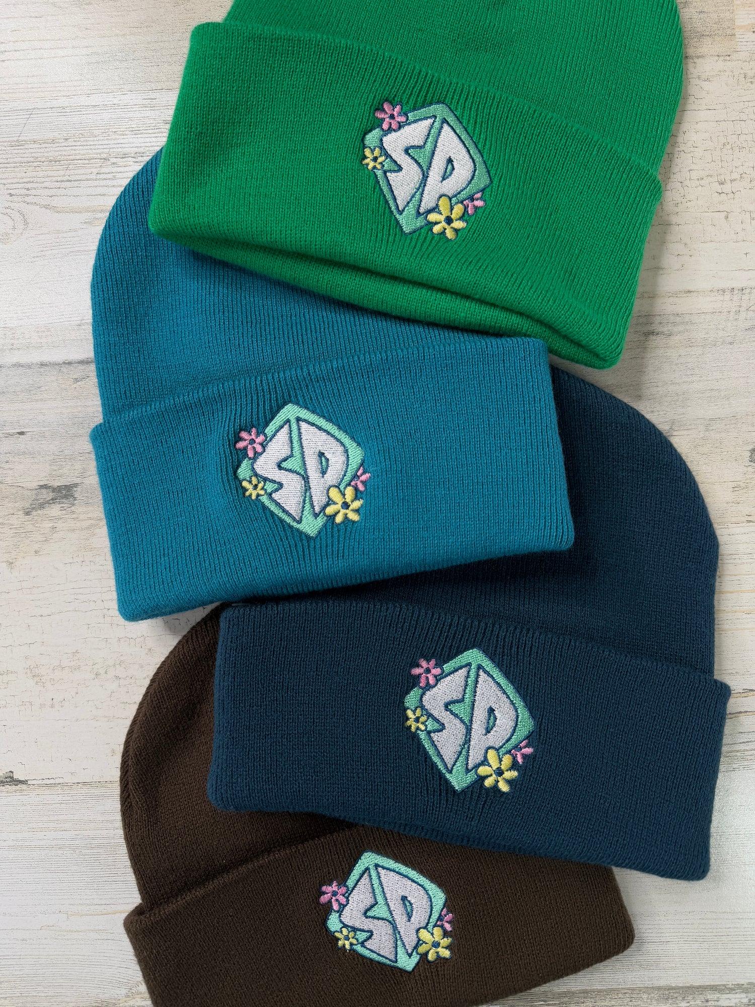 Floral SD Dog Tag Beanie