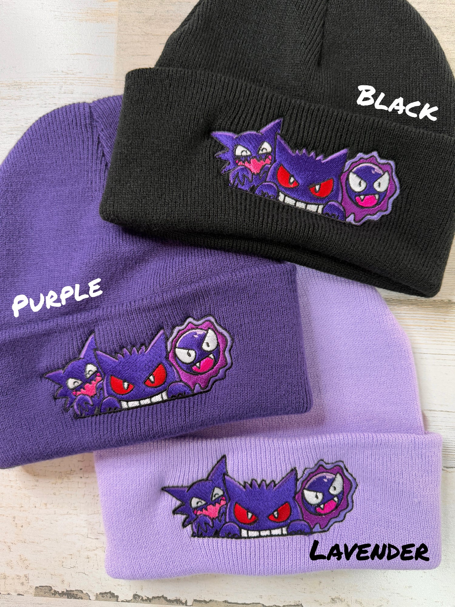 Ghostly Trio Embroidered Beanie