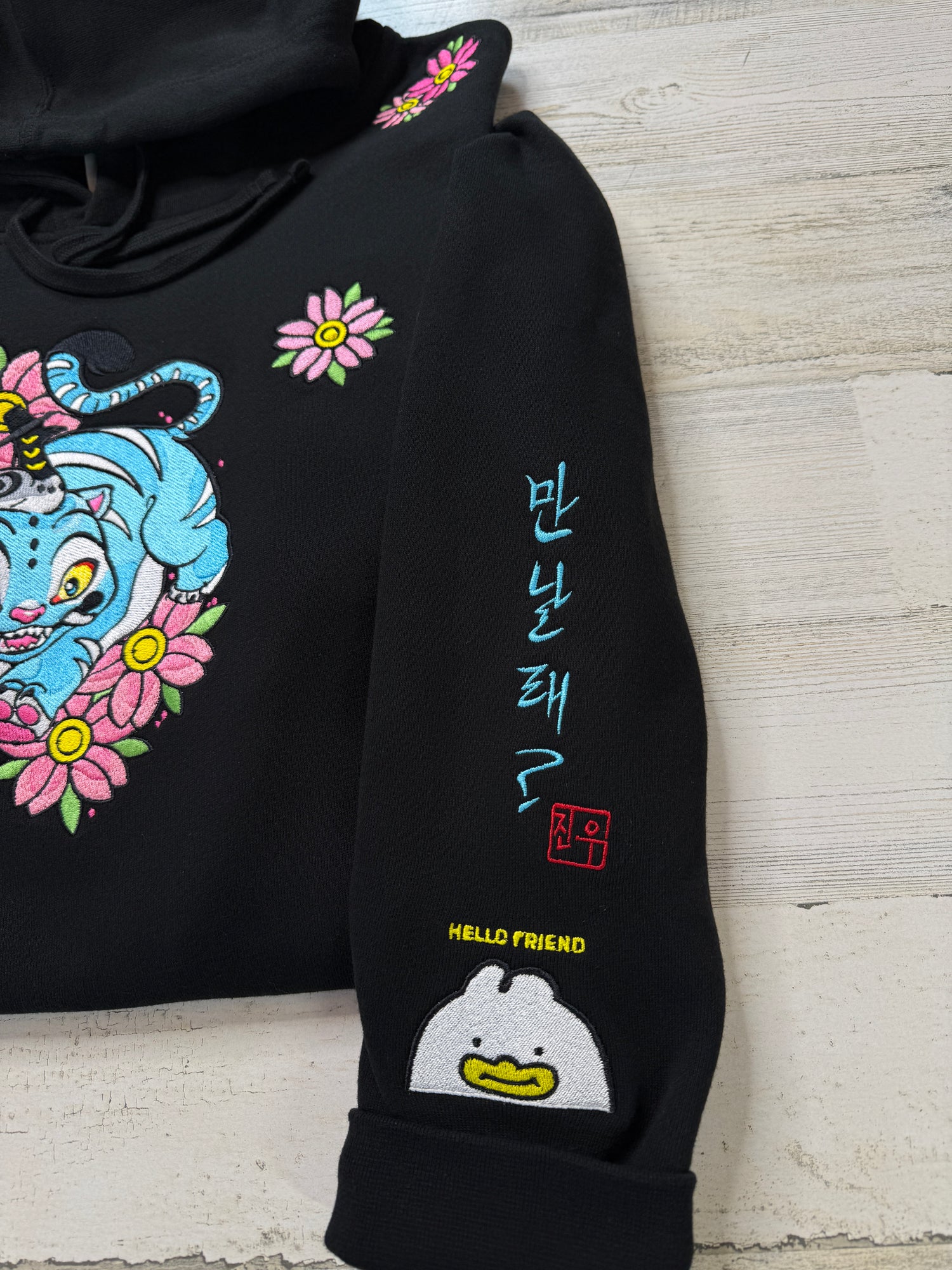 Blue Tiger Floral Embroidered Sweatshirt