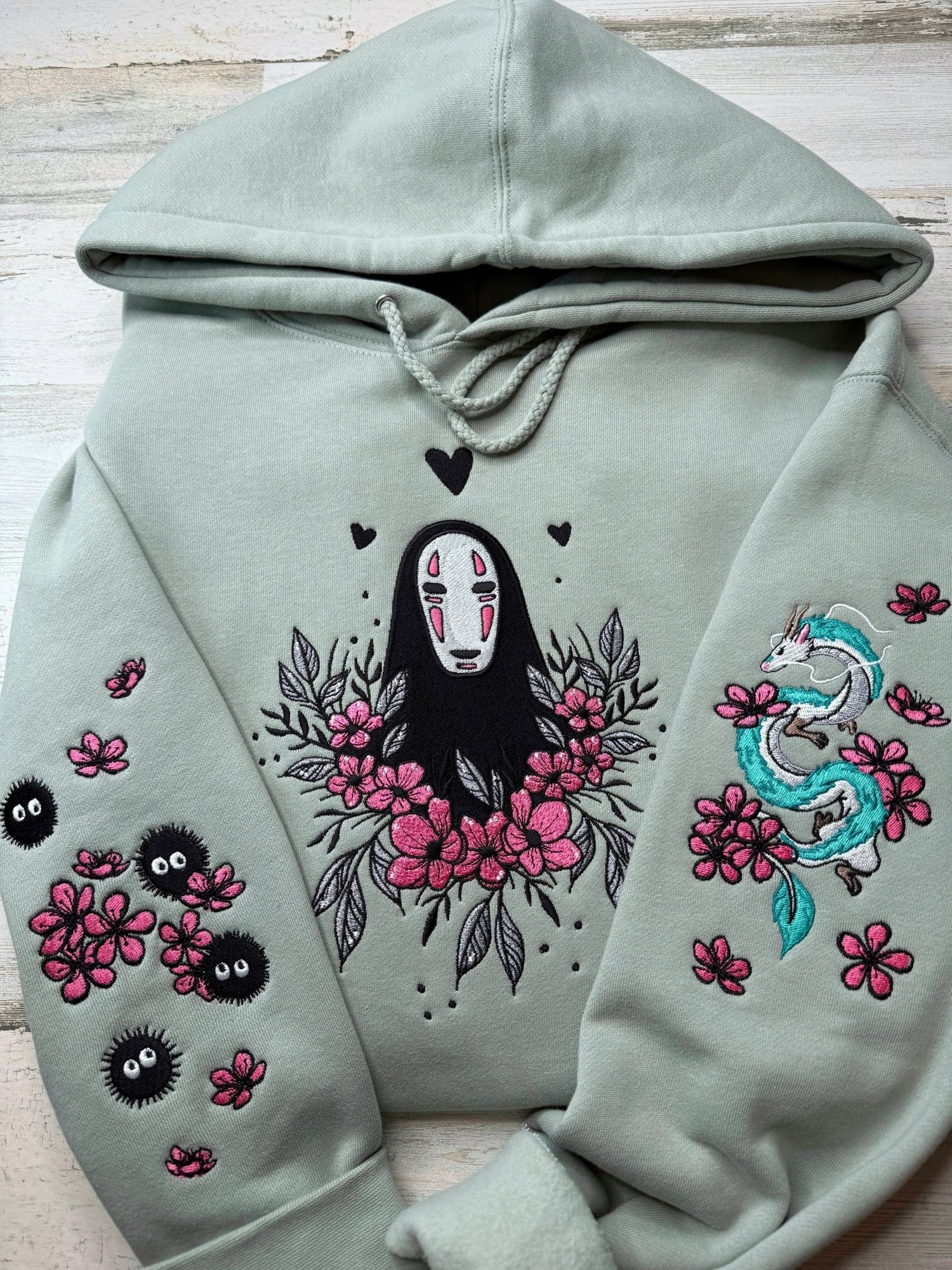 Floral Masked Spirit Embroidered Hooded Sweatshirt - DefiantThreads