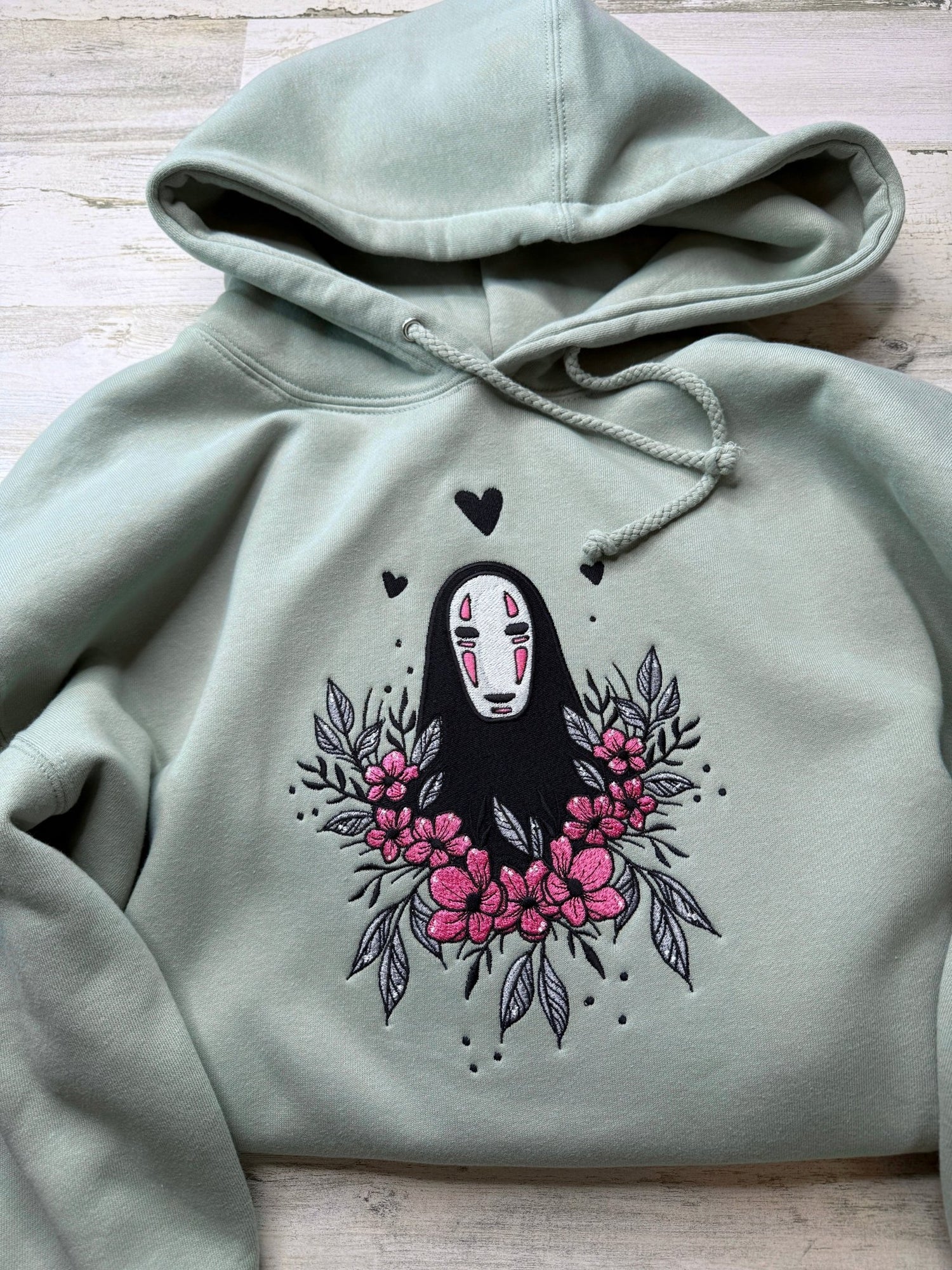 Floral Masked Spirit Embroidered Hooded Sweatshirt - DefiantThreads