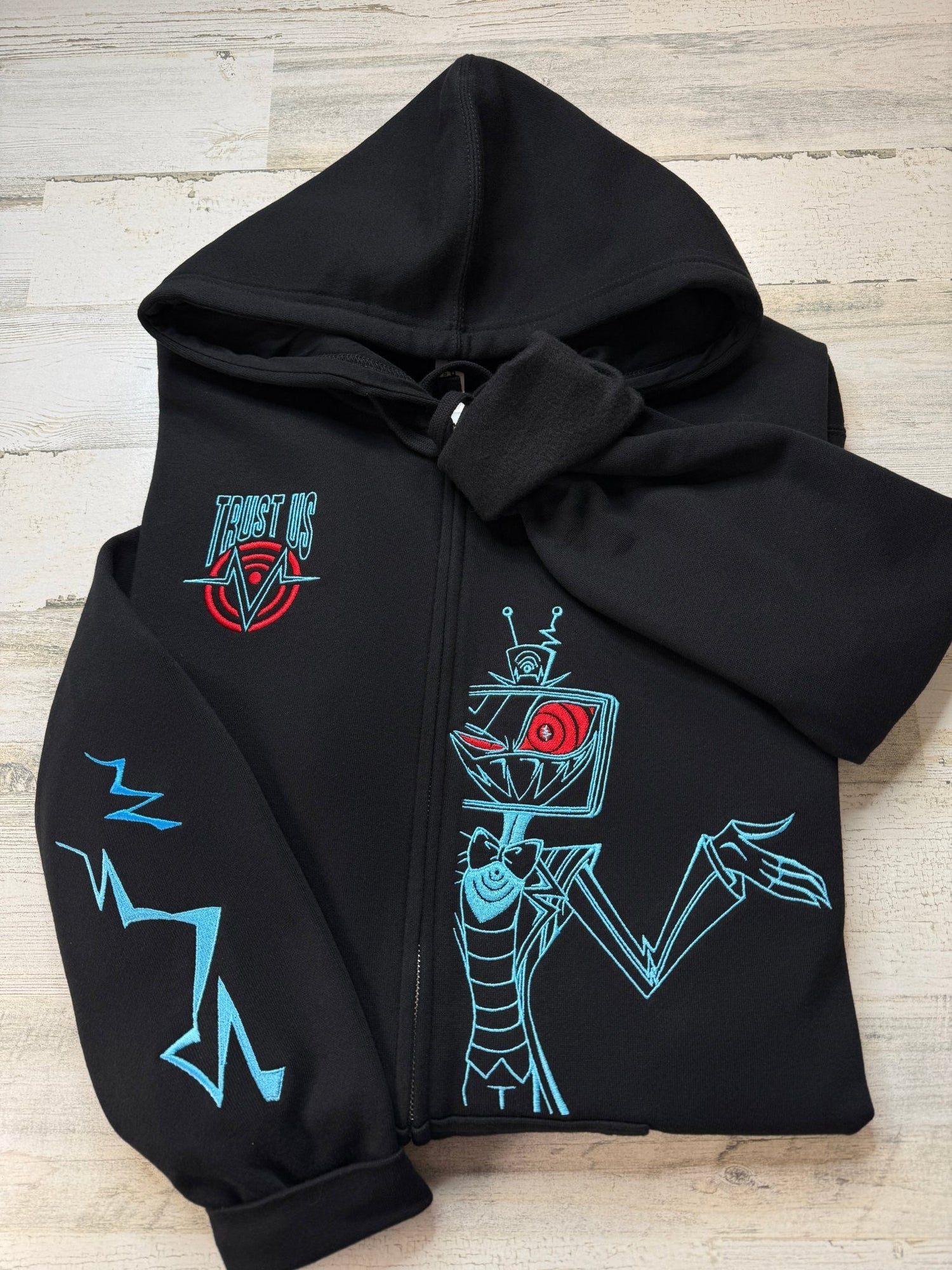 Trust Us Embroidered Full - Zip Sweatshirt - DefiantThreads