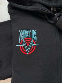 Trust Us Embroidered Full - Zip Sweatshirt - DefiantThreads