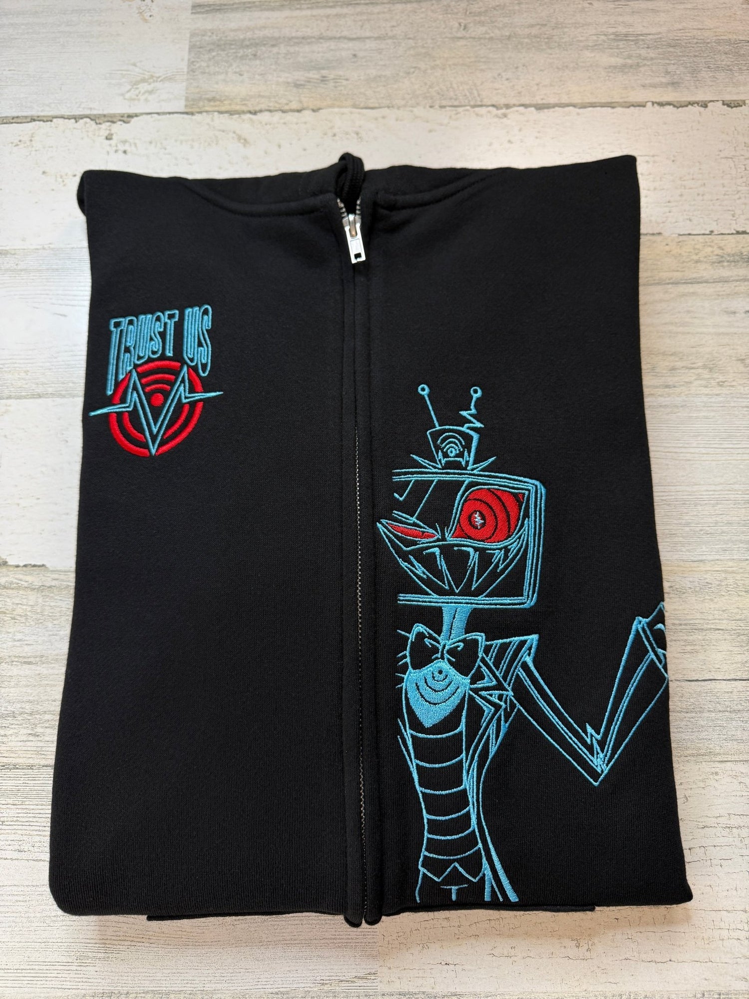 Trust Us Embroidered Full - Zip Sweatshirt - DefiantThreads