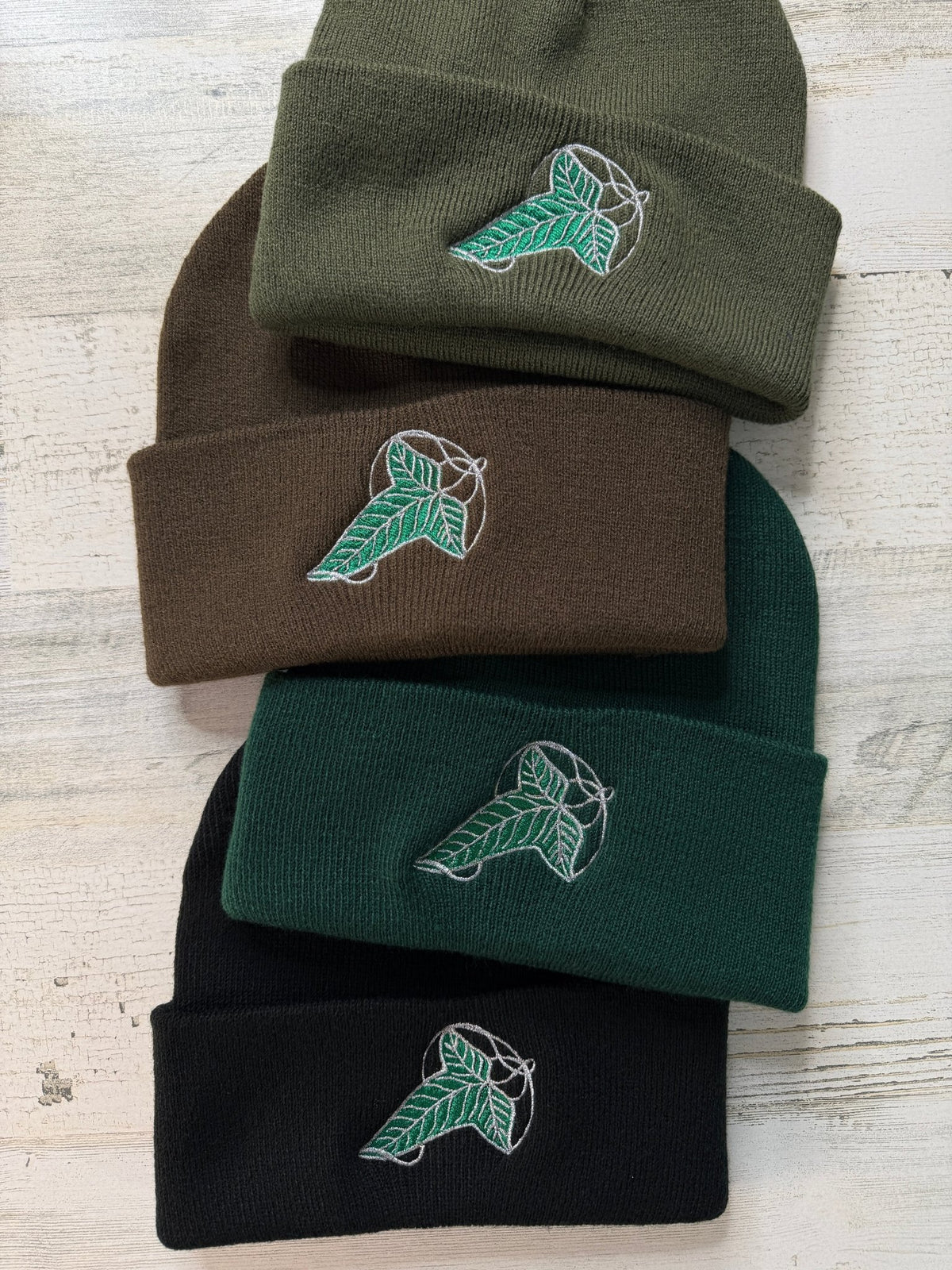 Elven Leaf Embroidered Beanie - DefiantThreads