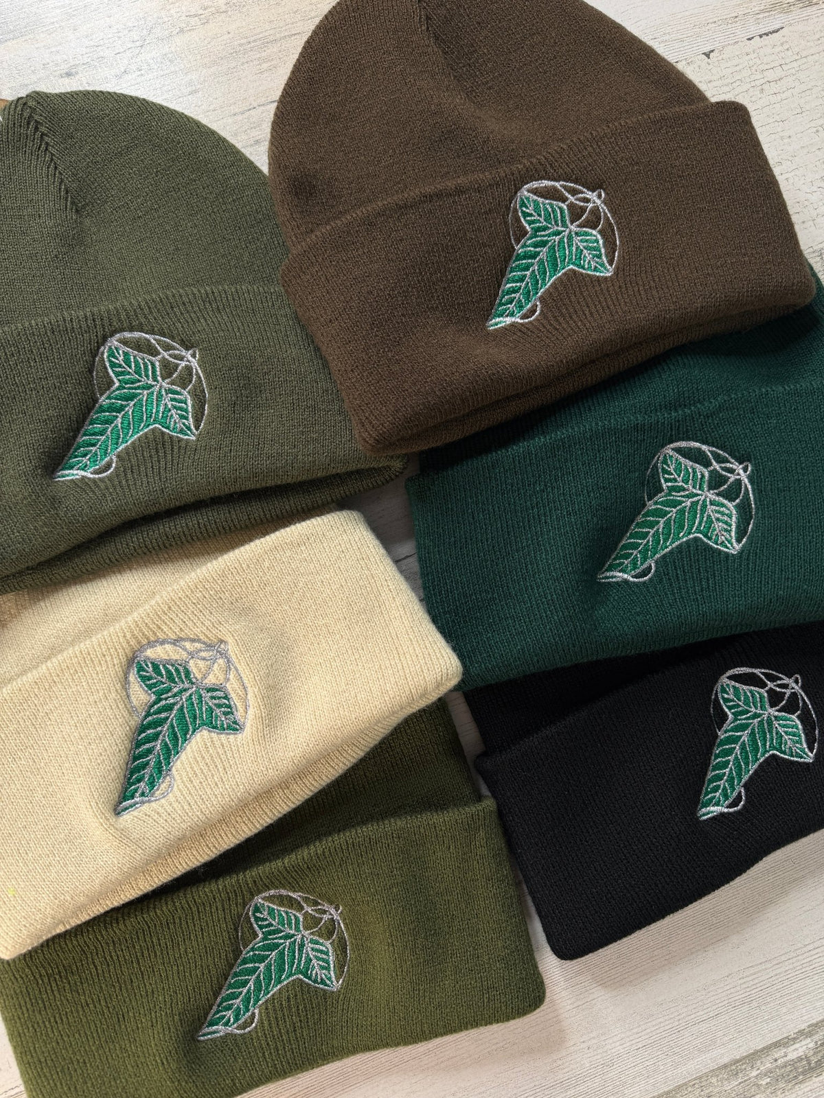 Elven Leaf Embroidered Beanie - DefiantThreads