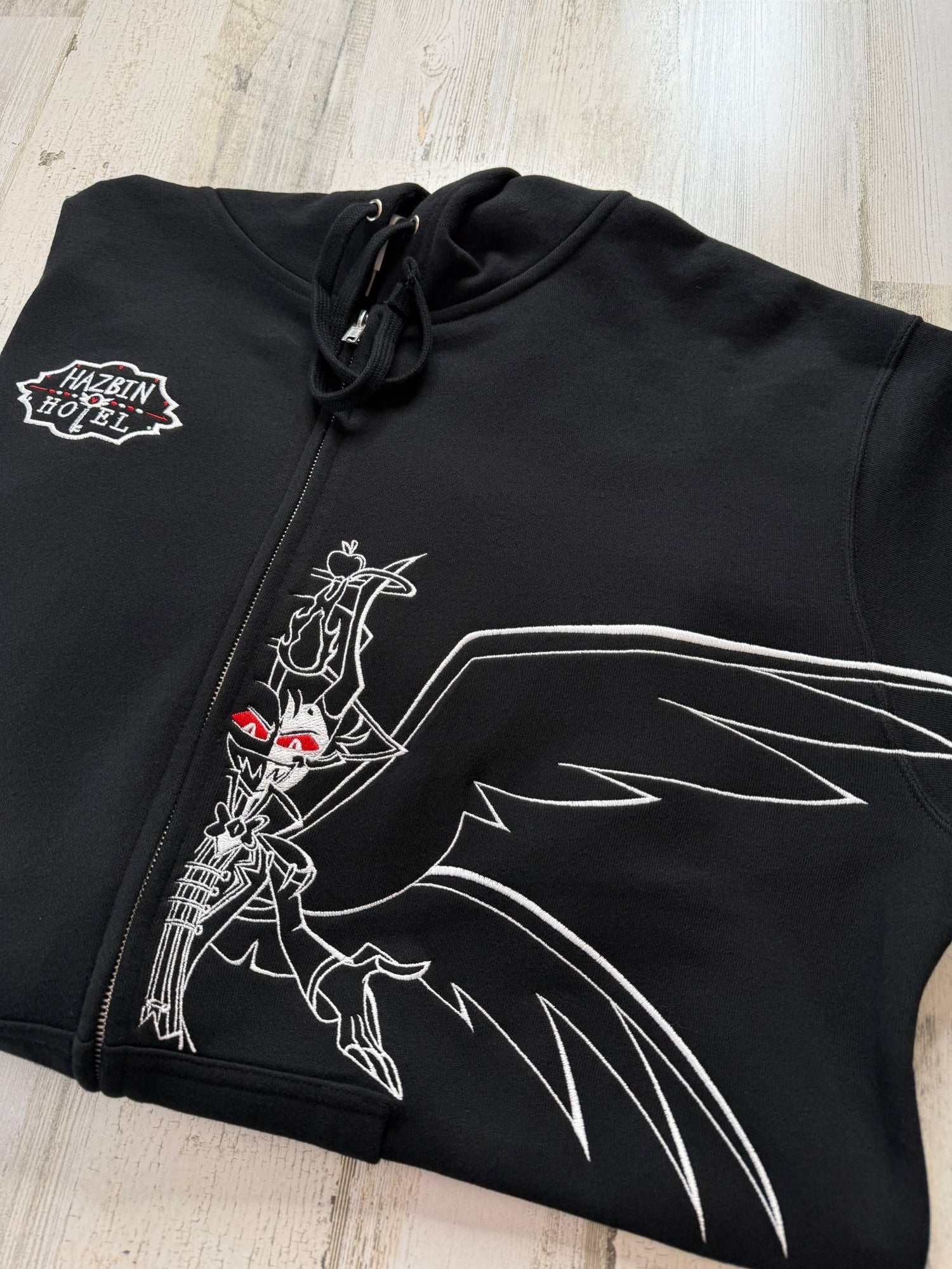 Lucifer Embroidered Full-Zip Sweatshirt - DefiantThreads