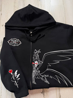 Lucifer Embroidered Full-Zip Sweatshirt - DefiantThreads