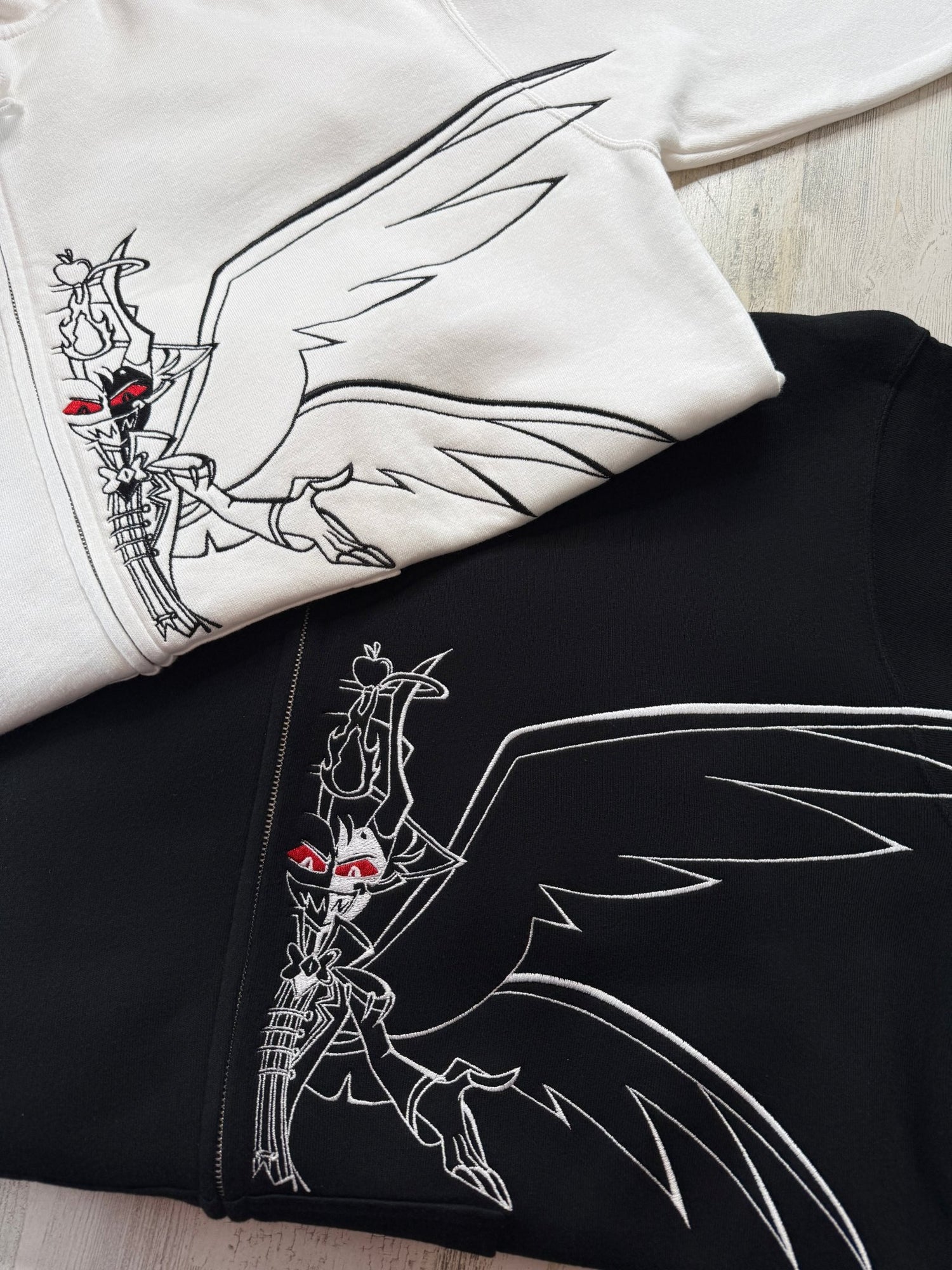 Lucifer Embroidered Full-Zip Sweatshirt - DefiantThreads