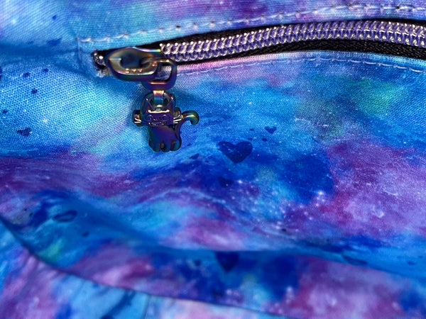 Purple Floral Black Cat Inspired Handbag