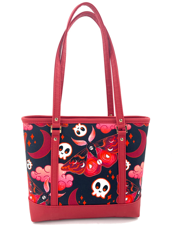 Red and Black Death Moth Tote Bag