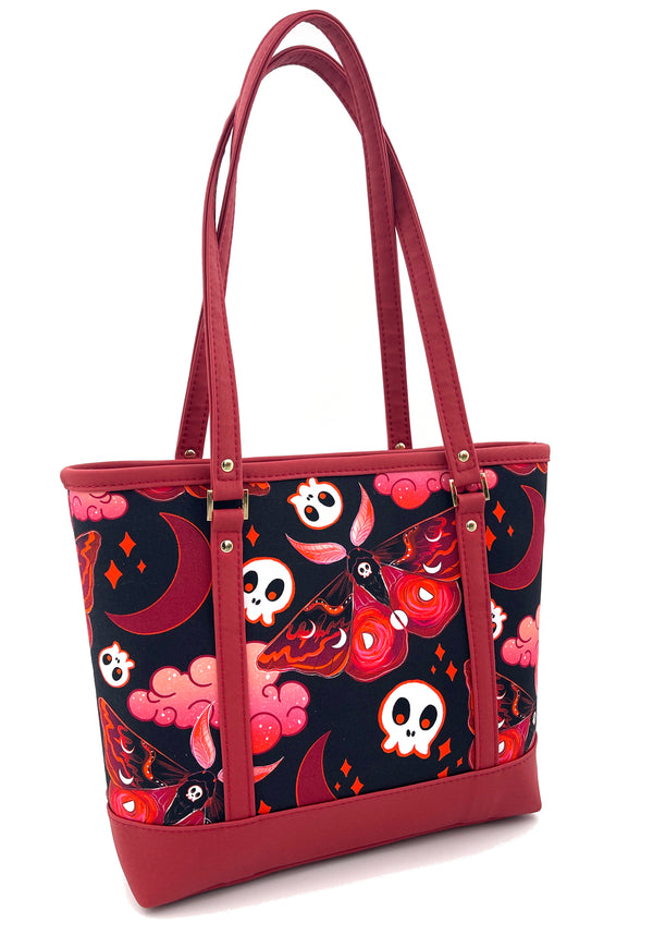 Red and Black Death Moth Tote Bag