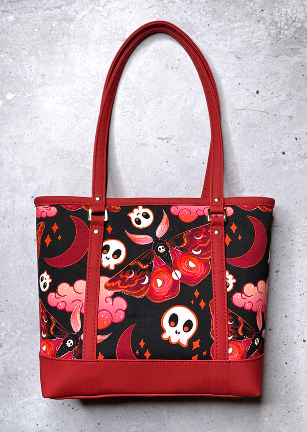 Red and Black Death Moth Tote Bag